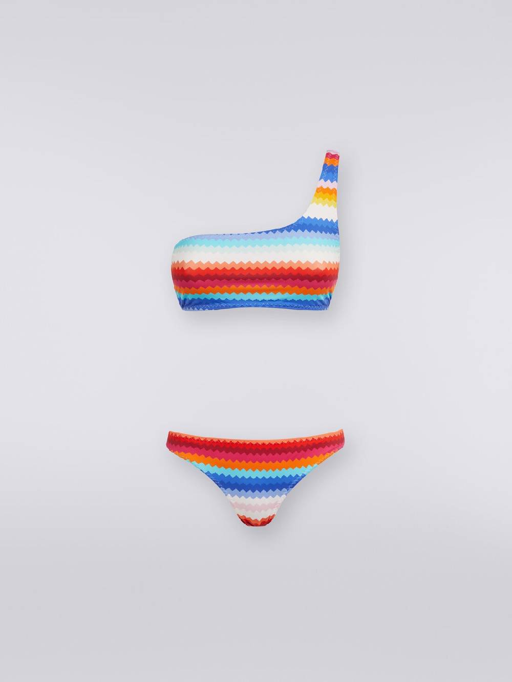 M Missoni Bikini monospalla in nylon stretch stampa zig zag Offerta esclusiva