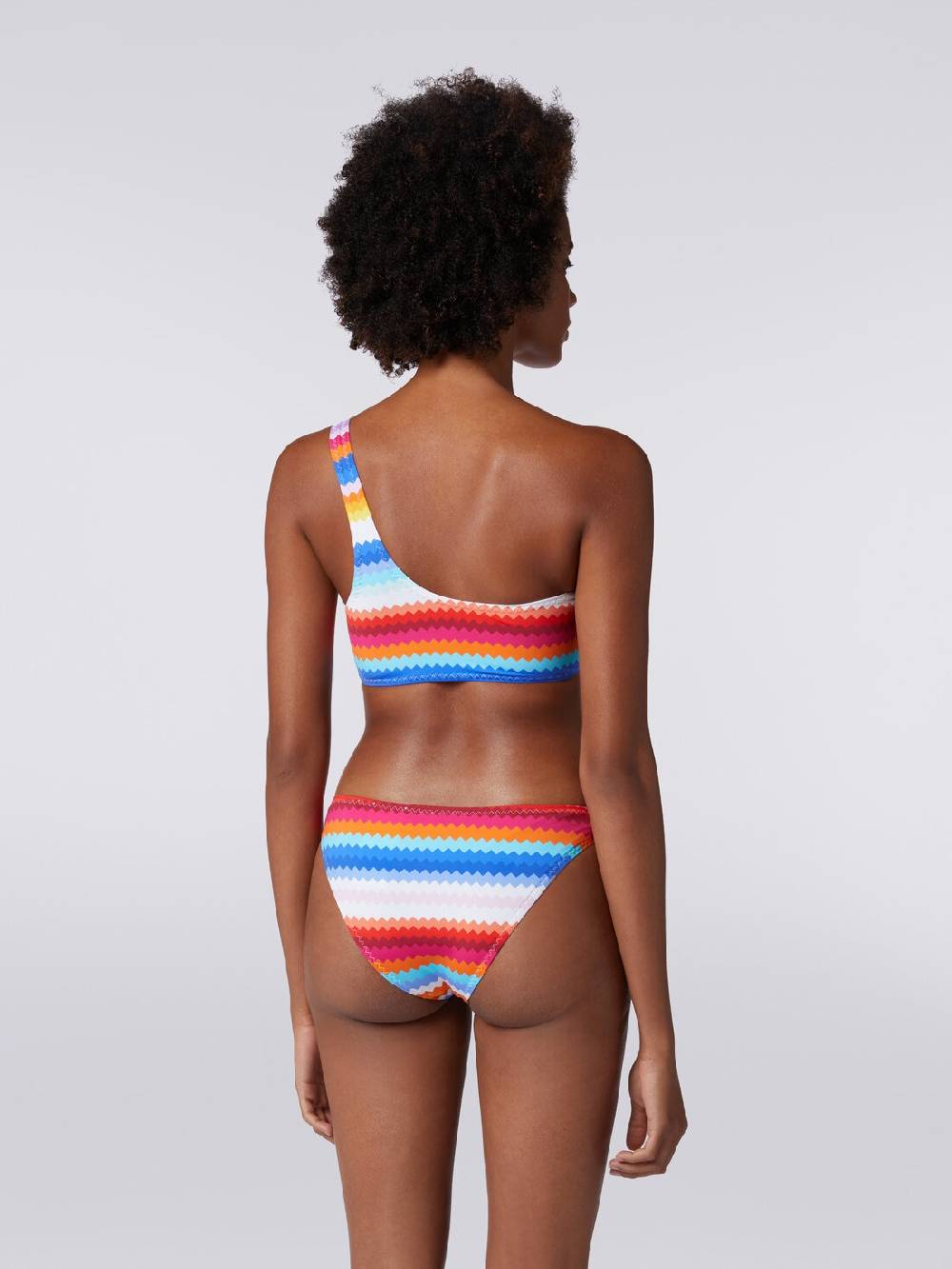 M Missoni Bikini monospalla in nylon stretch stampa zig zag Offerta esclusiva