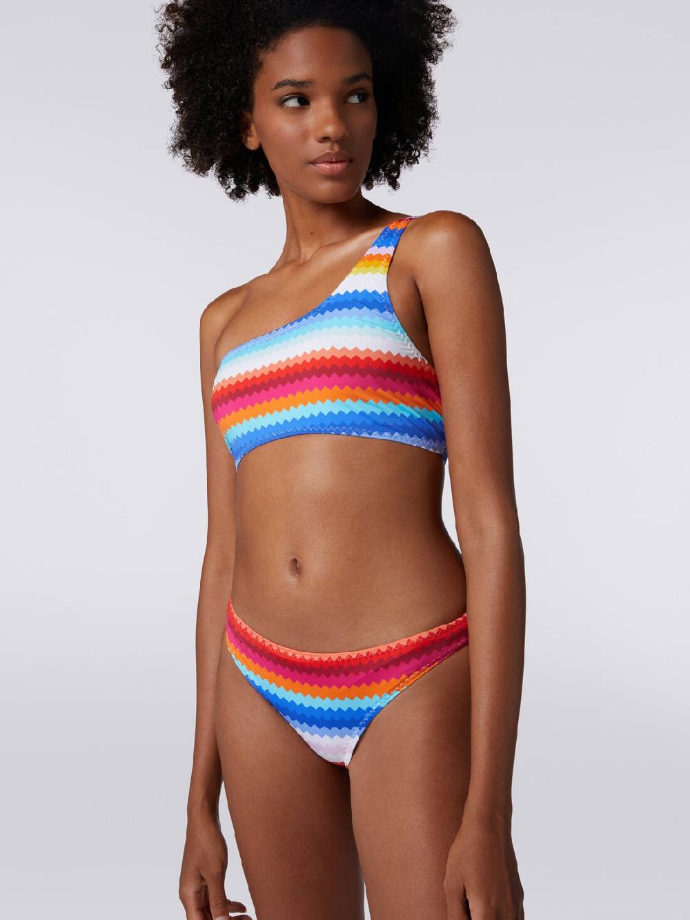 M Missoni Bikini monospalla in nylon stretch stampa zig zag Offerta esclusiva