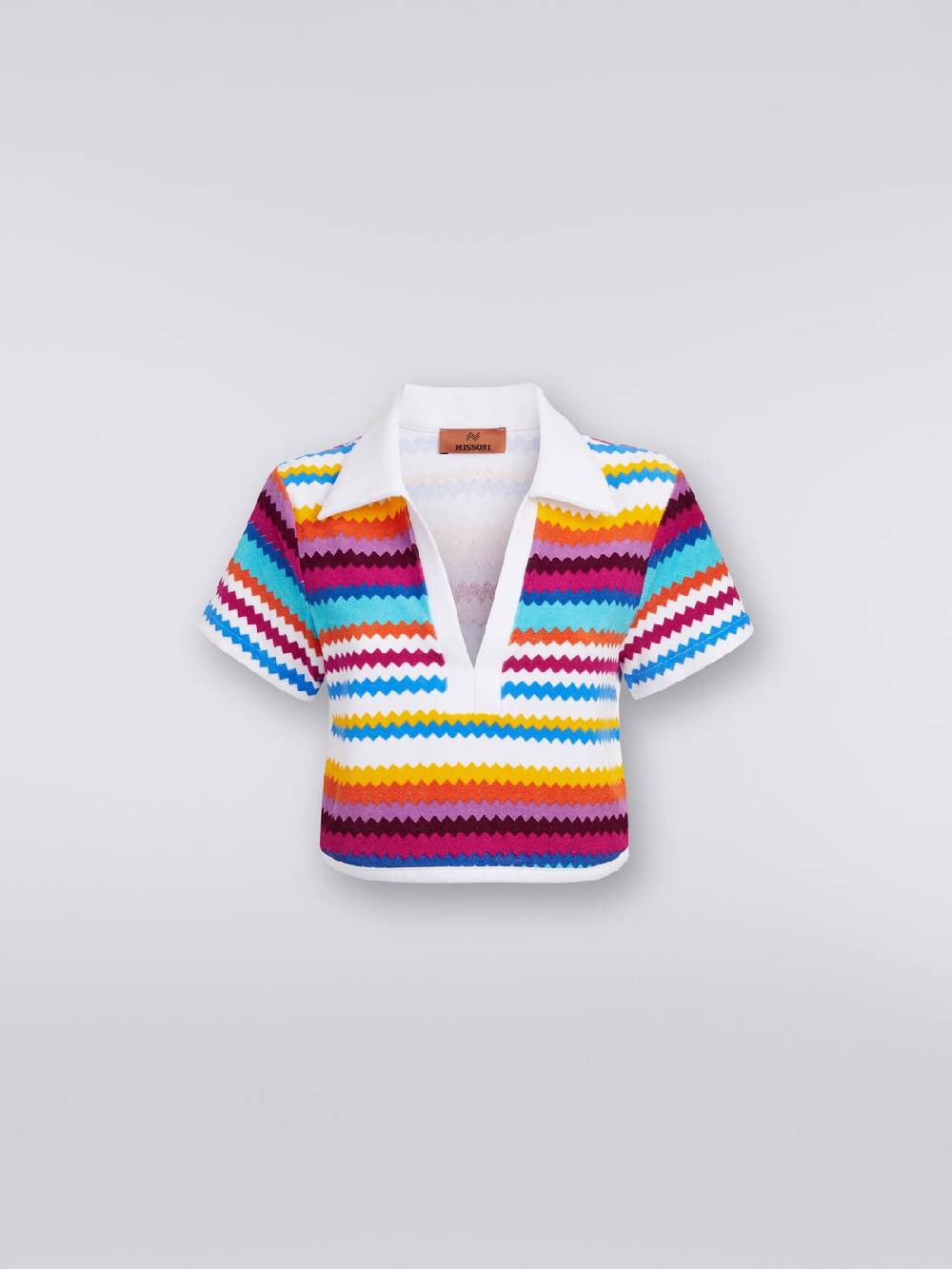 M Missoni Crop top modello polo in spugna zig zag Cyber Monday