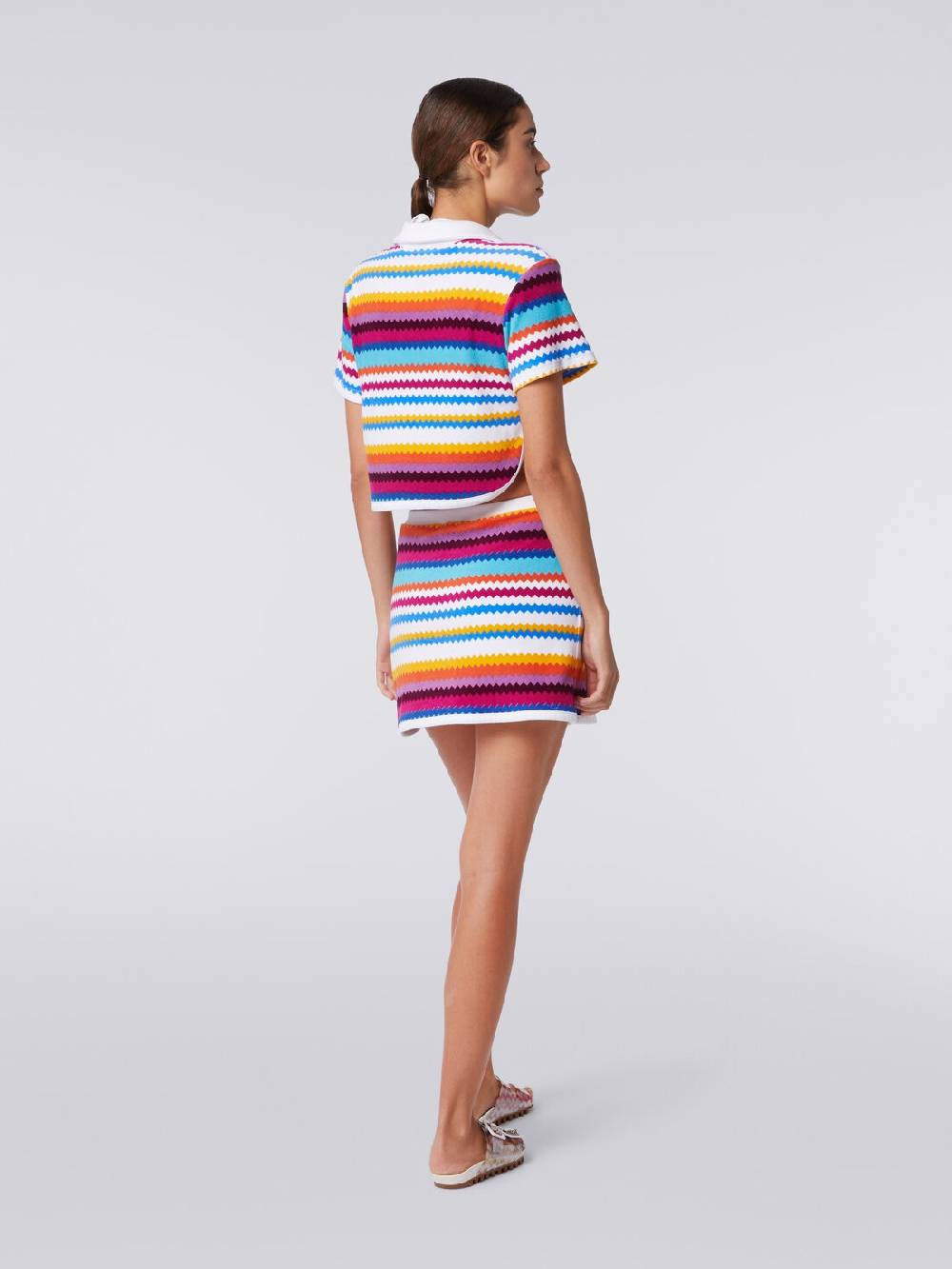 M Missoni Crop top modello polo in spugna zig zag Cyber Monday