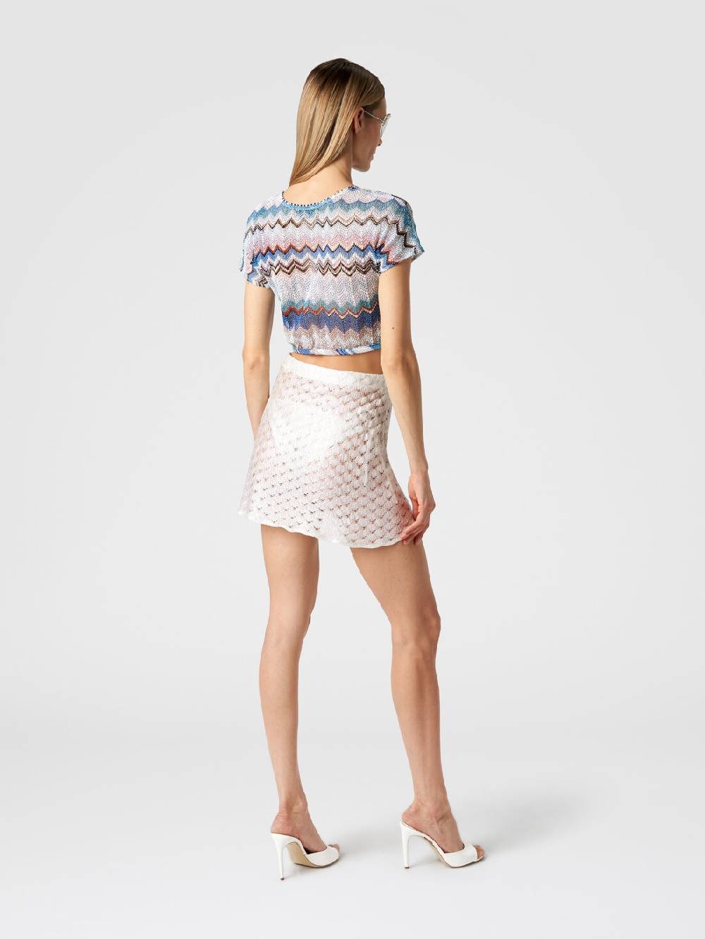 M Missoni Minigonna a portafoglio effetto pizzo con finish lucido Offerta natalizia