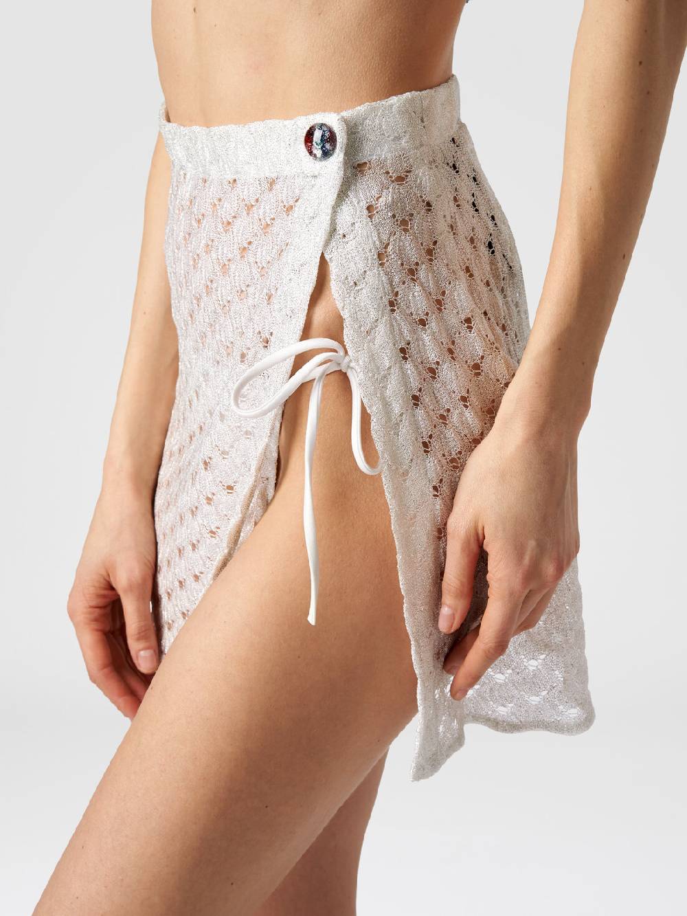 M Missoni Minigonna a portafoglio effetto pizzo con finish lucido Offerta natalizia