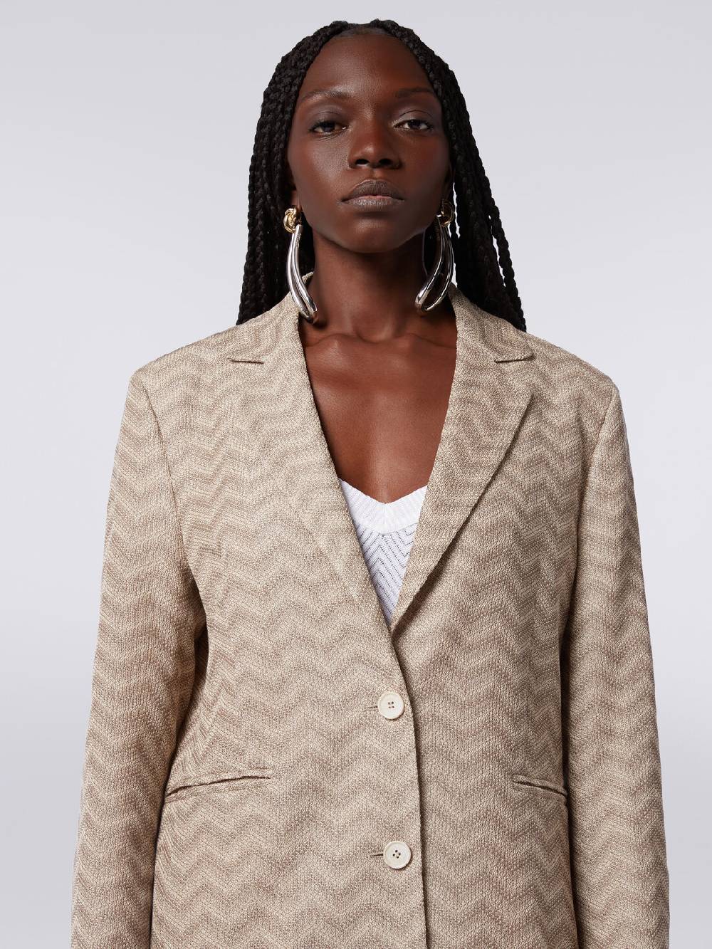 M Missoni Blazer monopetto in cotone chevron Smaltimento dello stoccaggio