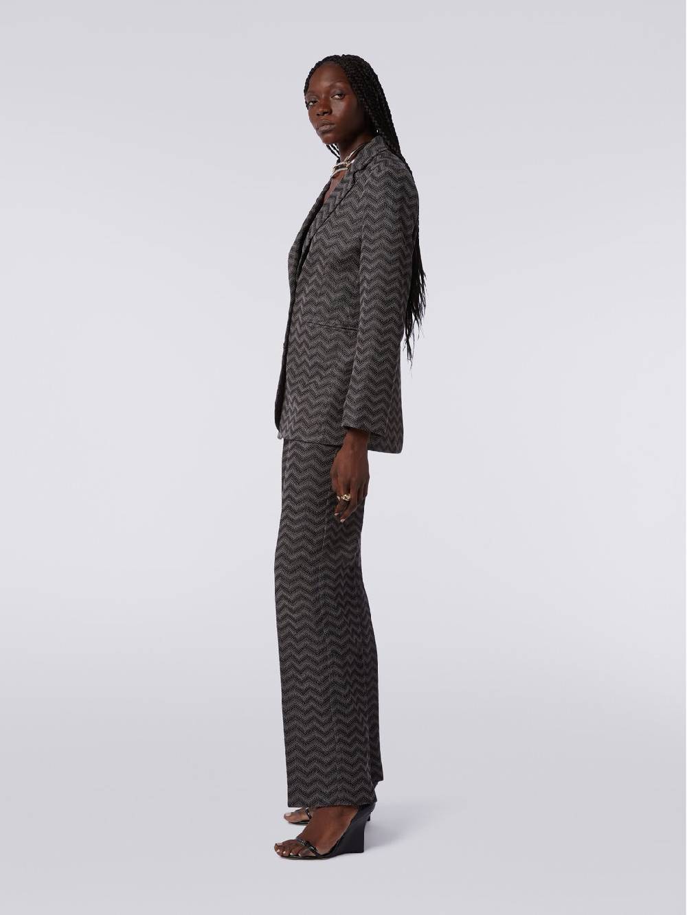 M Missoni Blazer monopetto in cotone chevron Vendita calda
