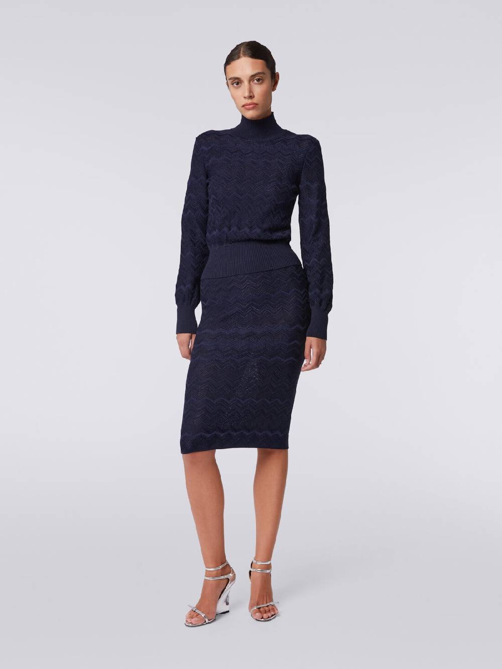 M Missoni Gonna midi in viscosa e lana chevron Latest fashion