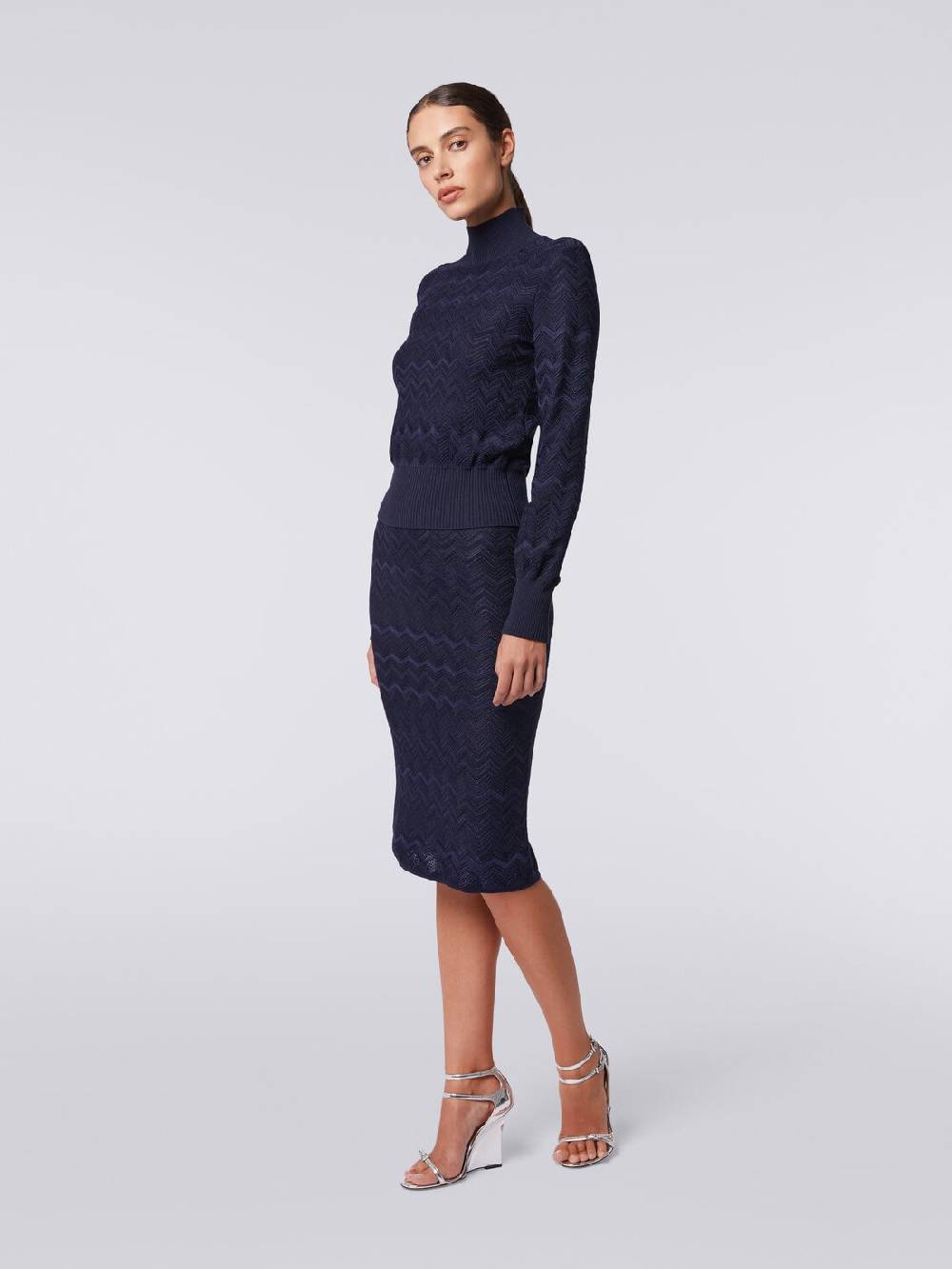 M Missoni Gonna midi in viscosa e lana chevron Latest fashion