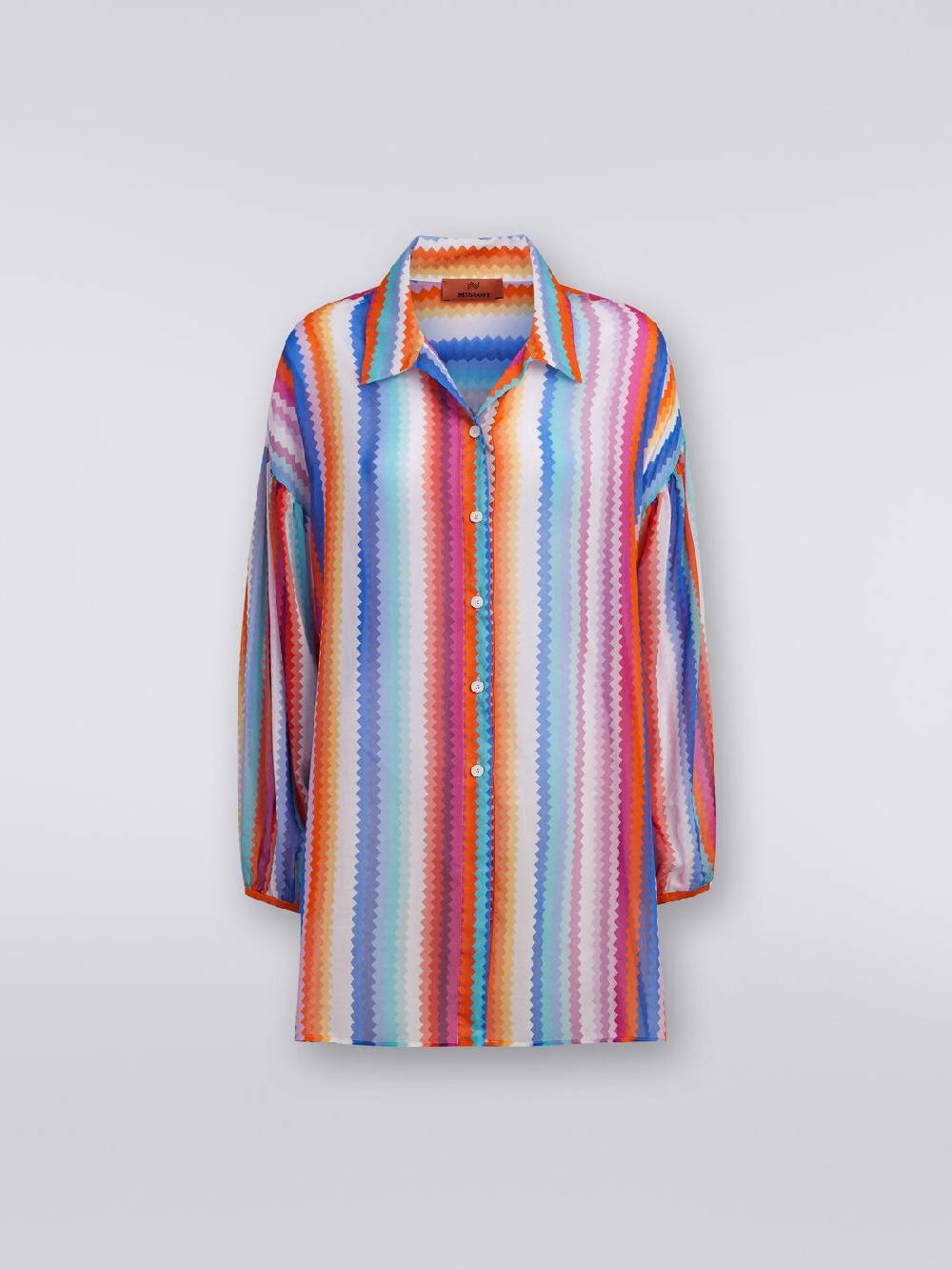 M Missoni Chemisier in cotone e seta stampa zig zag Online Outlet