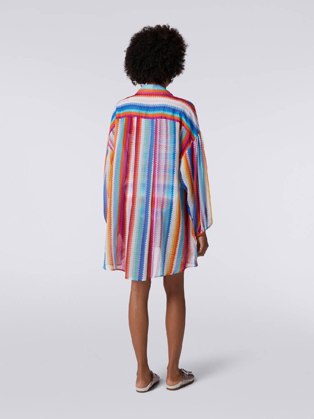 M Missoni Chemisier in cotone e seta stampa zig zag Online Outlet
