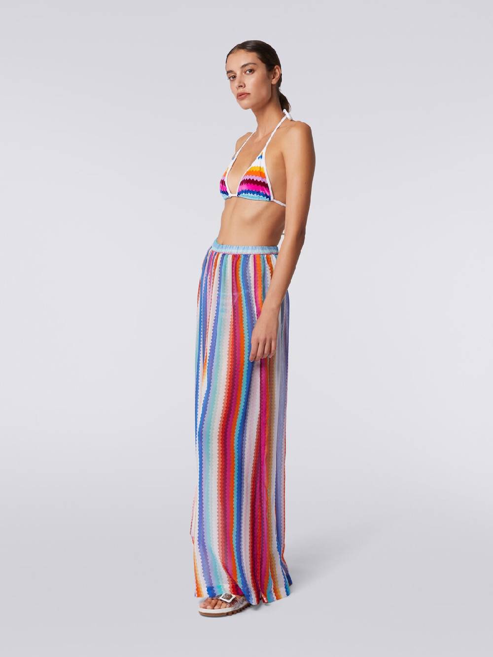 M Missoni Pantaloni copricostume in cotone e seta zig zag Offerta temporanea