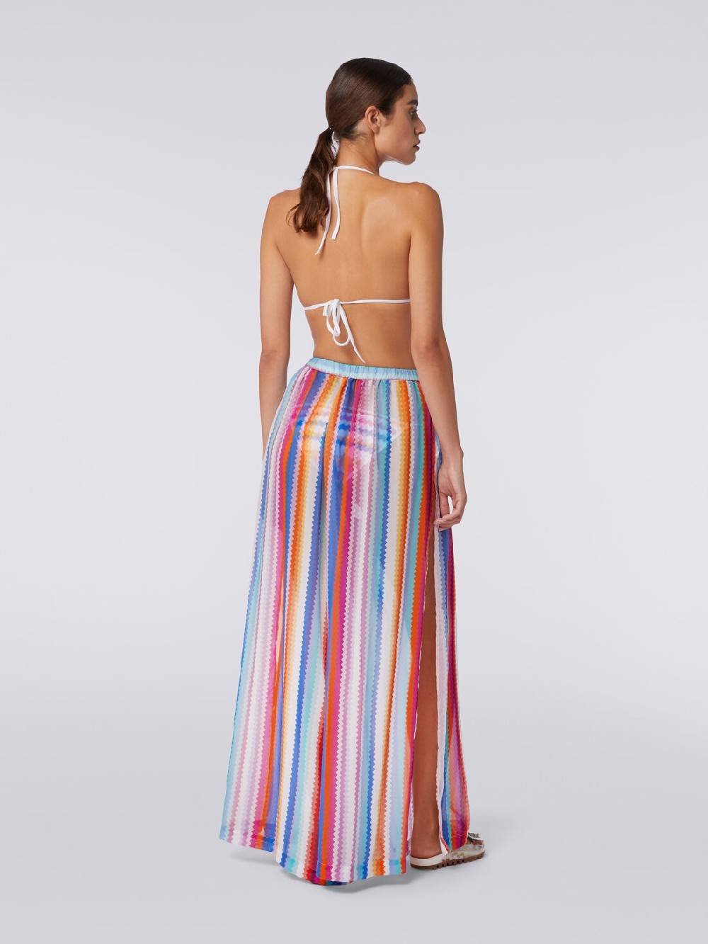 M Missoni Pantaloni copricostume in cotone e seta zig zag Offerta temporanea