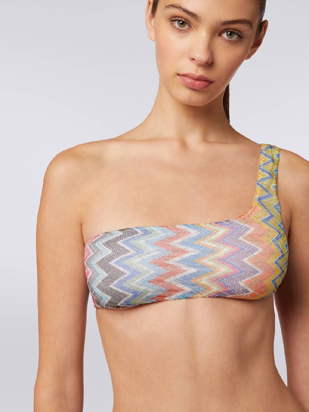 M Missoni Bikini monospalla in viscosa zig zag con lurex Lightning offer