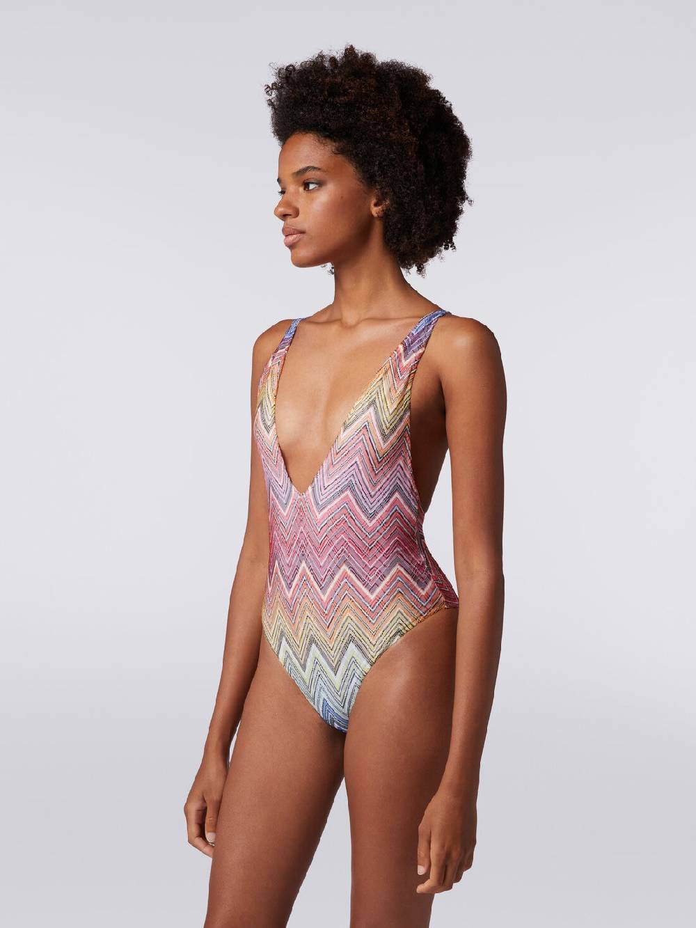 M Missoni Costume intero in tessuto stampa zig zag Grandi sconti