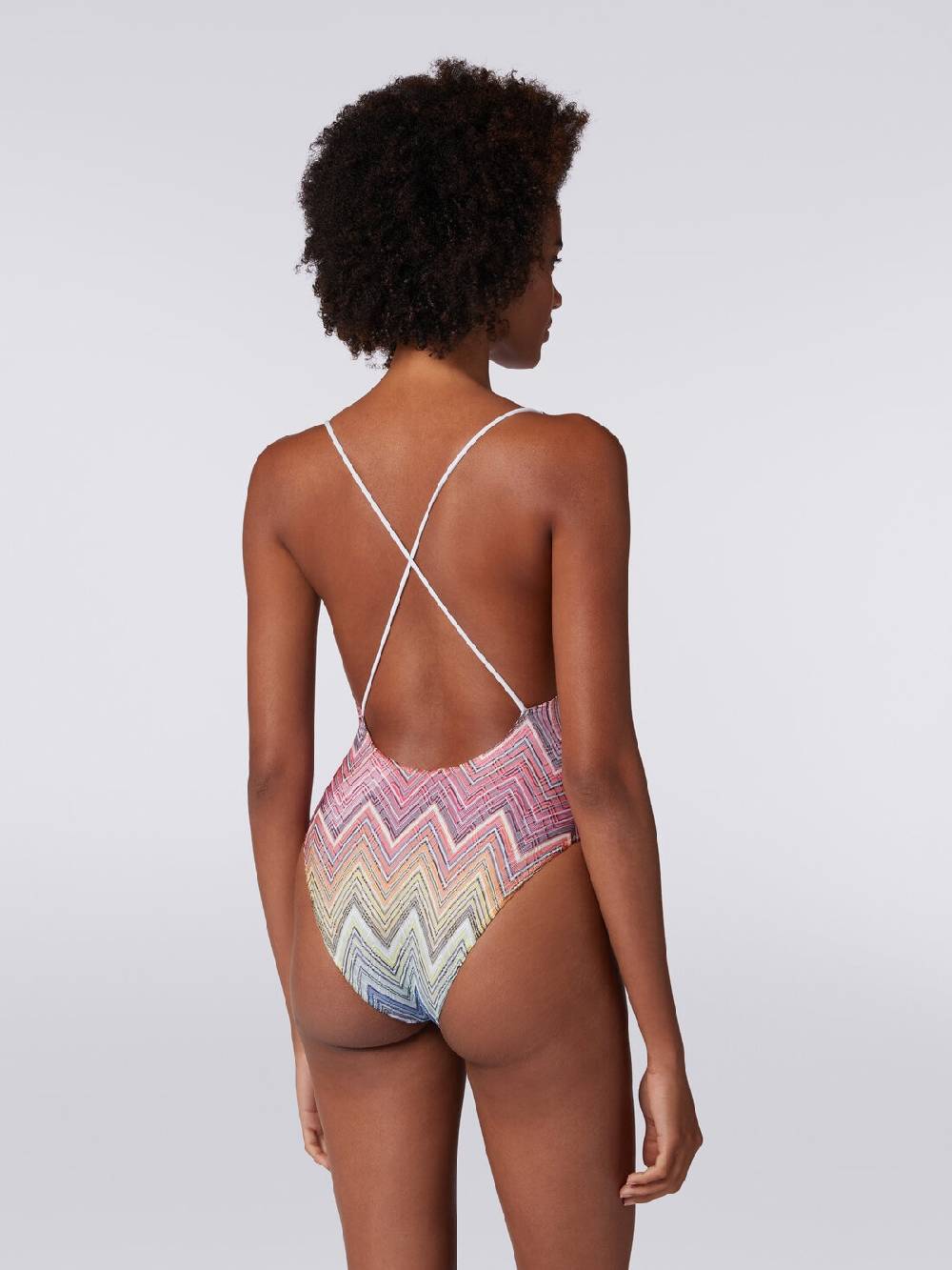 M Missoni Costume intero in tessuto stampa zig zag Grandi sconti