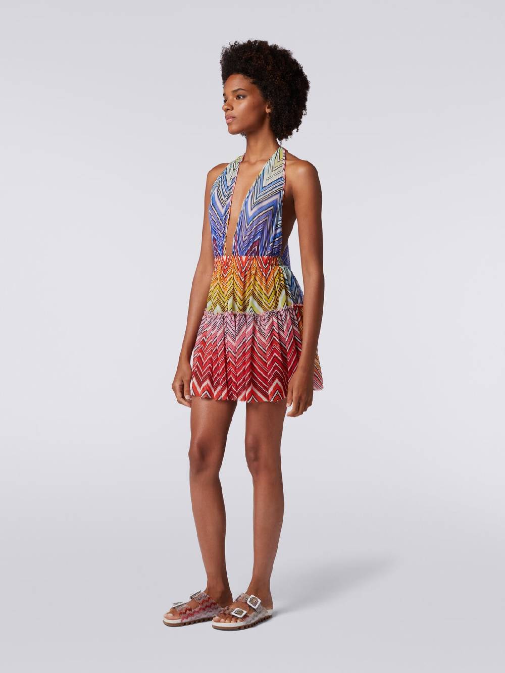 M Missoni Copricostume corto in tulle stampa zig zag Liquidazione