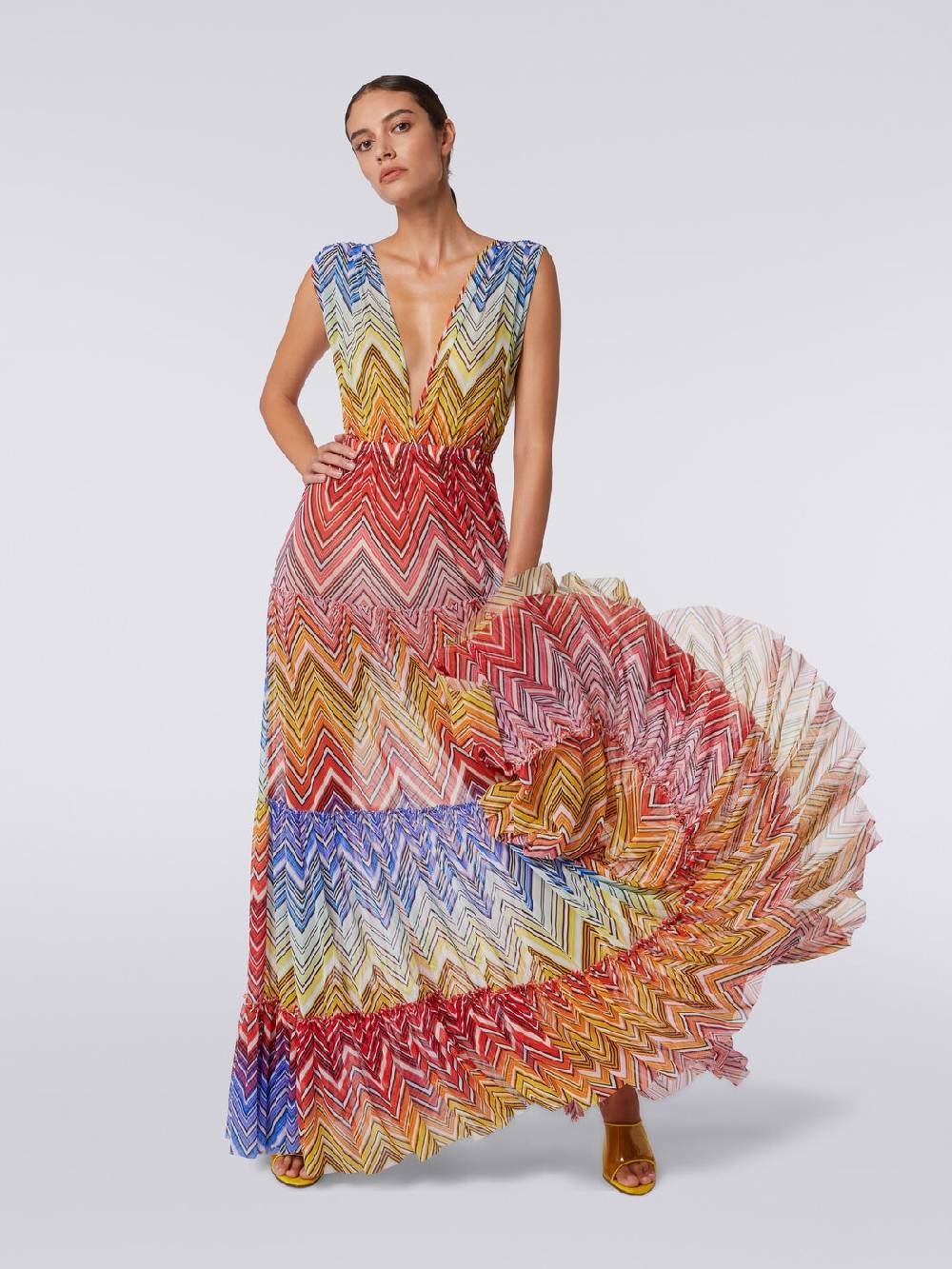 M Missoni Abito copricostume lungo in tulle stampa zig zag Comprane uno, ottenene uno gratis