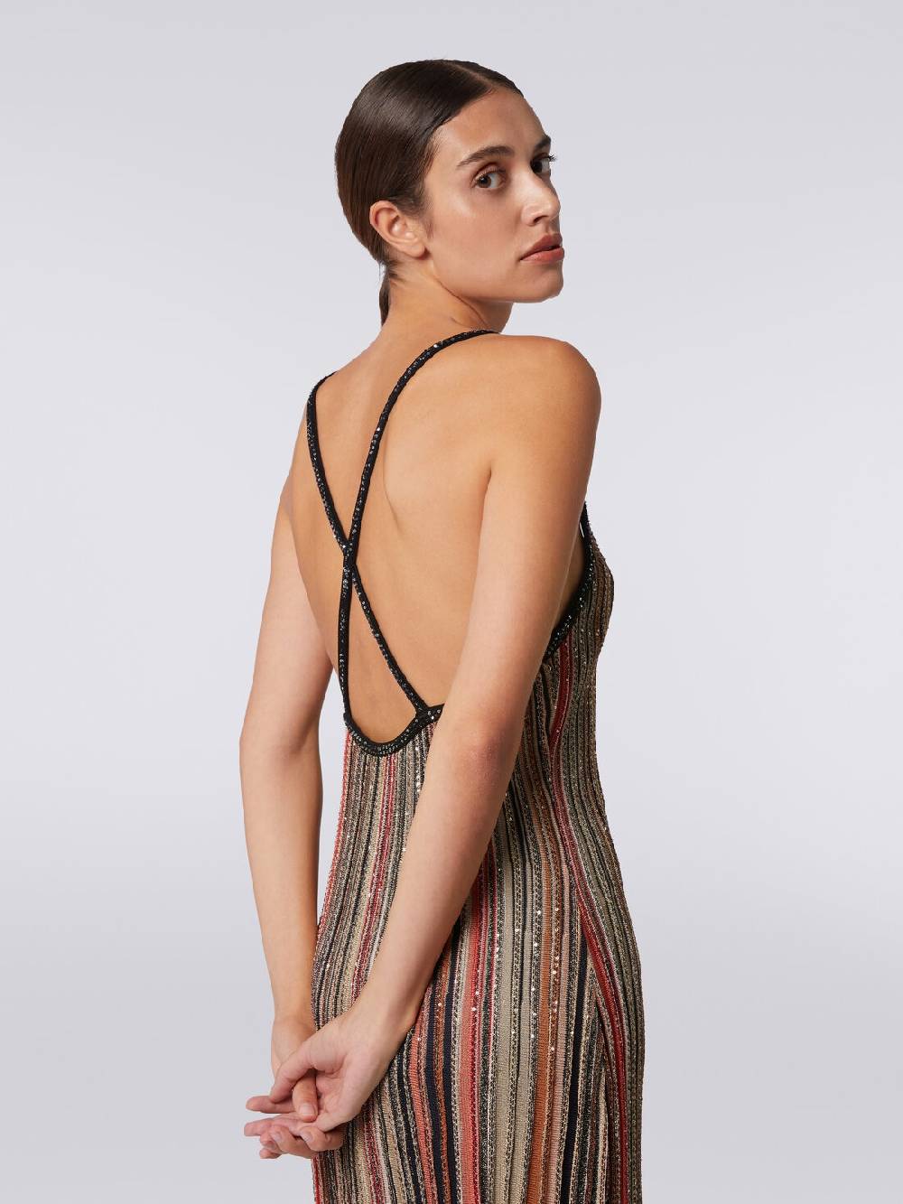 M Missoni Mini-abito in maglia a righe verticali con paillettes Enormi risparmi