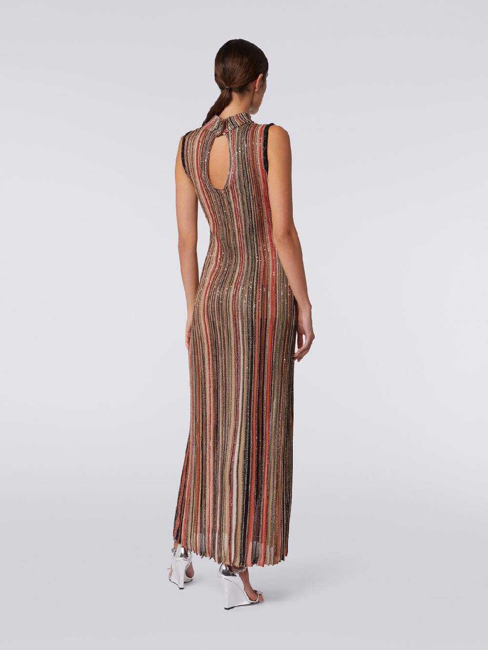 M Missoni Abito lungo in maglia a righe verticali con paillettes Sconti VIP