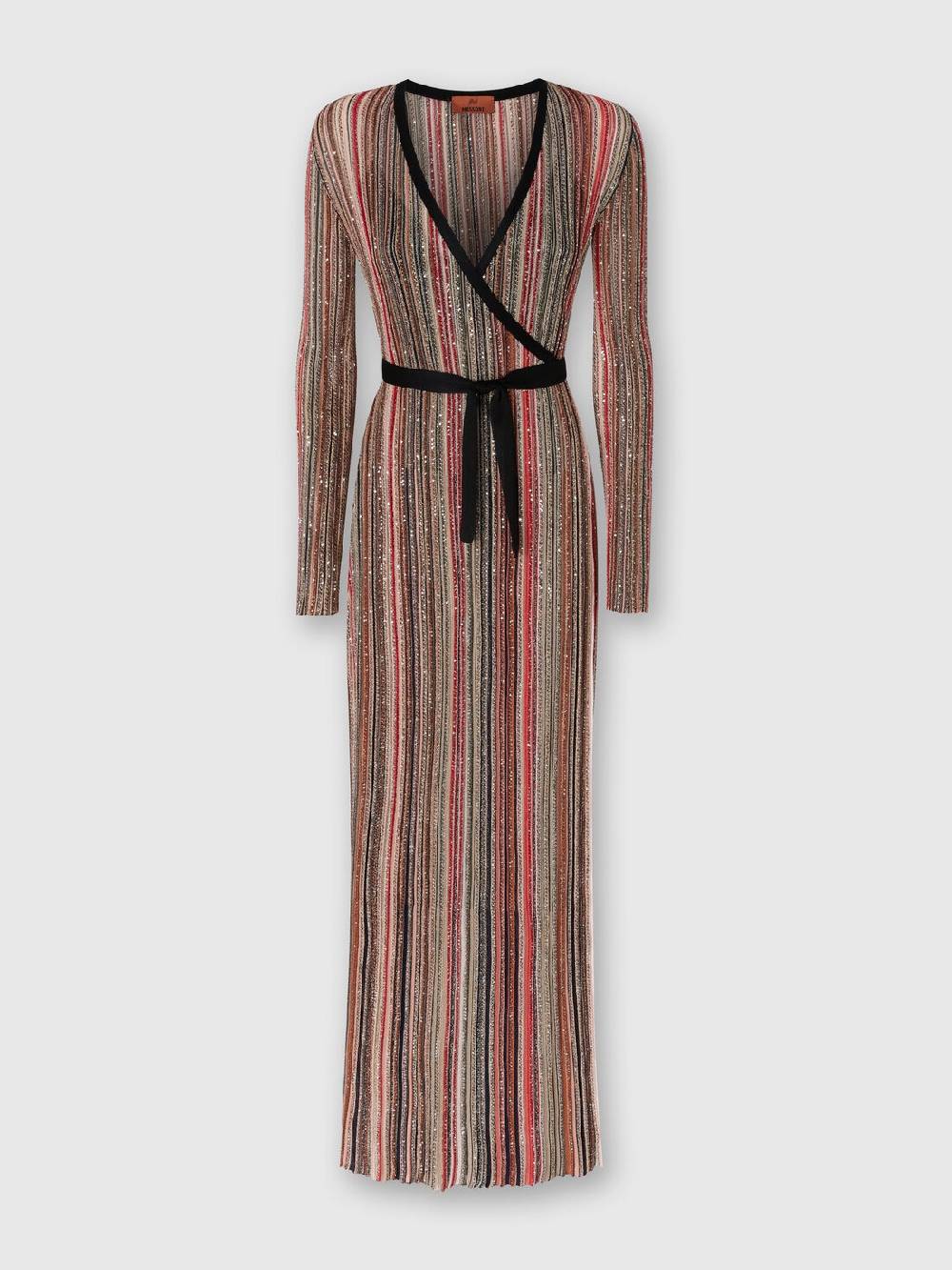 M Missoni Abito lungo con chiusura a portafoglio e paillettes Prezzo basso