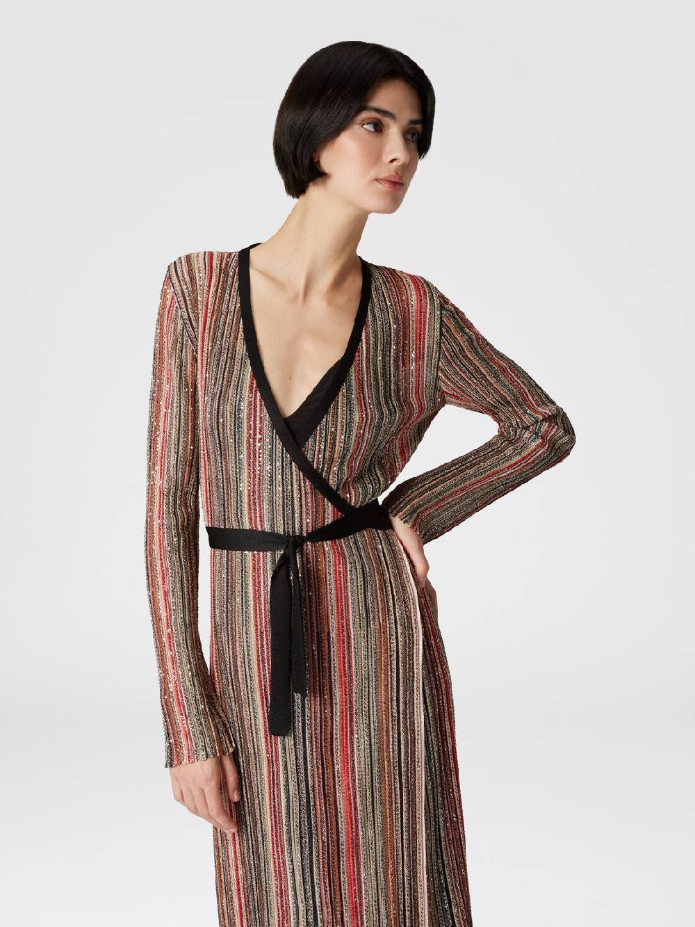 M Missoni Abito lungo con chiusura a portafoglio e paillettes Prezzo basso