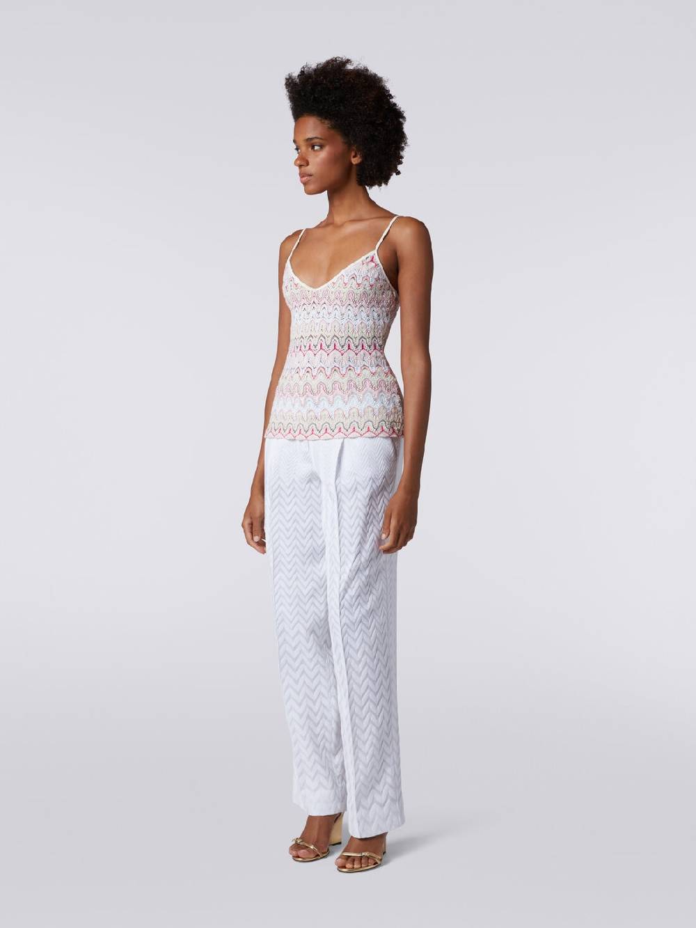 M Missoni Top con scollatura a V e spalline in misto viscosa a onde effetto pizzo Offerta settimanale