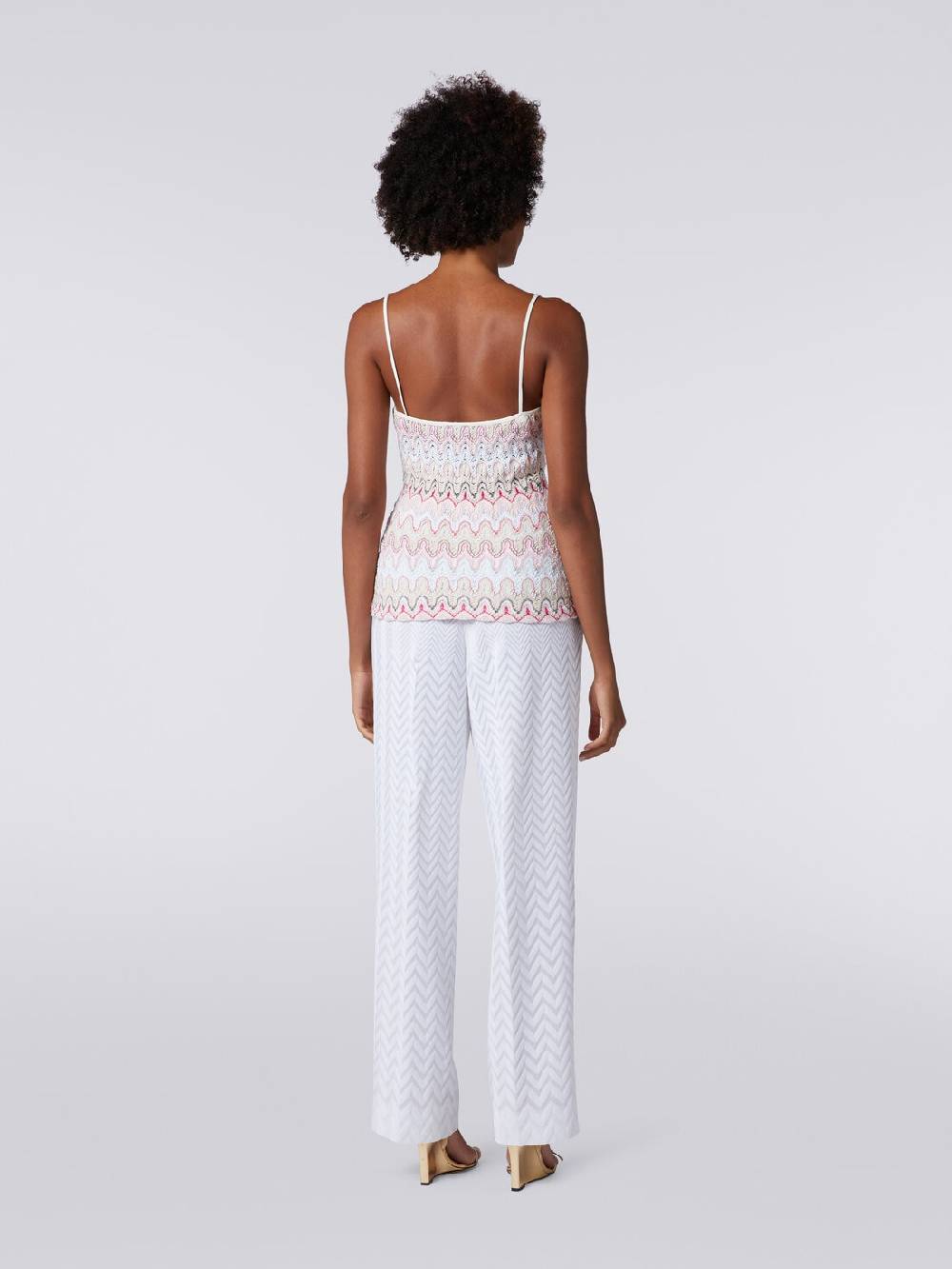 M Missoni Top con scollatura a V e spalline in misto viscosa a onde effetto pizzo Offerta settimanale