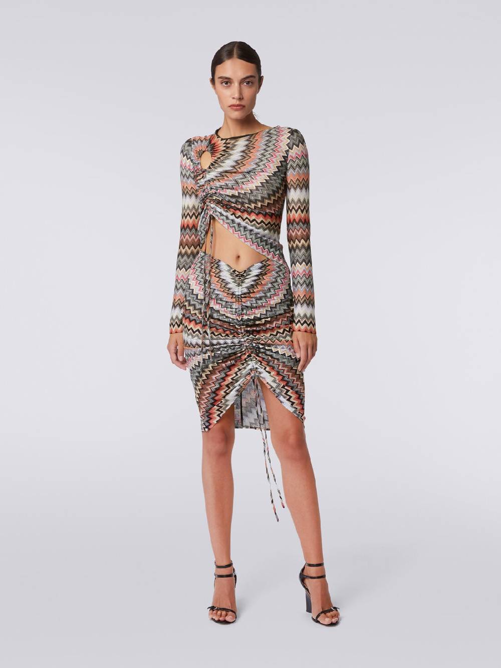 M Missoni Gonna midi in cotone e viscosa zig zag con arricciatura Ultimi tre giorni