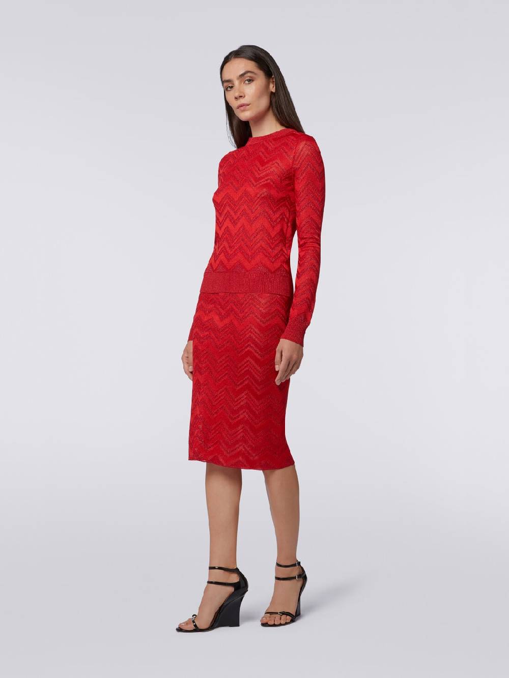 M Missoni Gonna longuette in maglia zig zag con lurex Latest stili