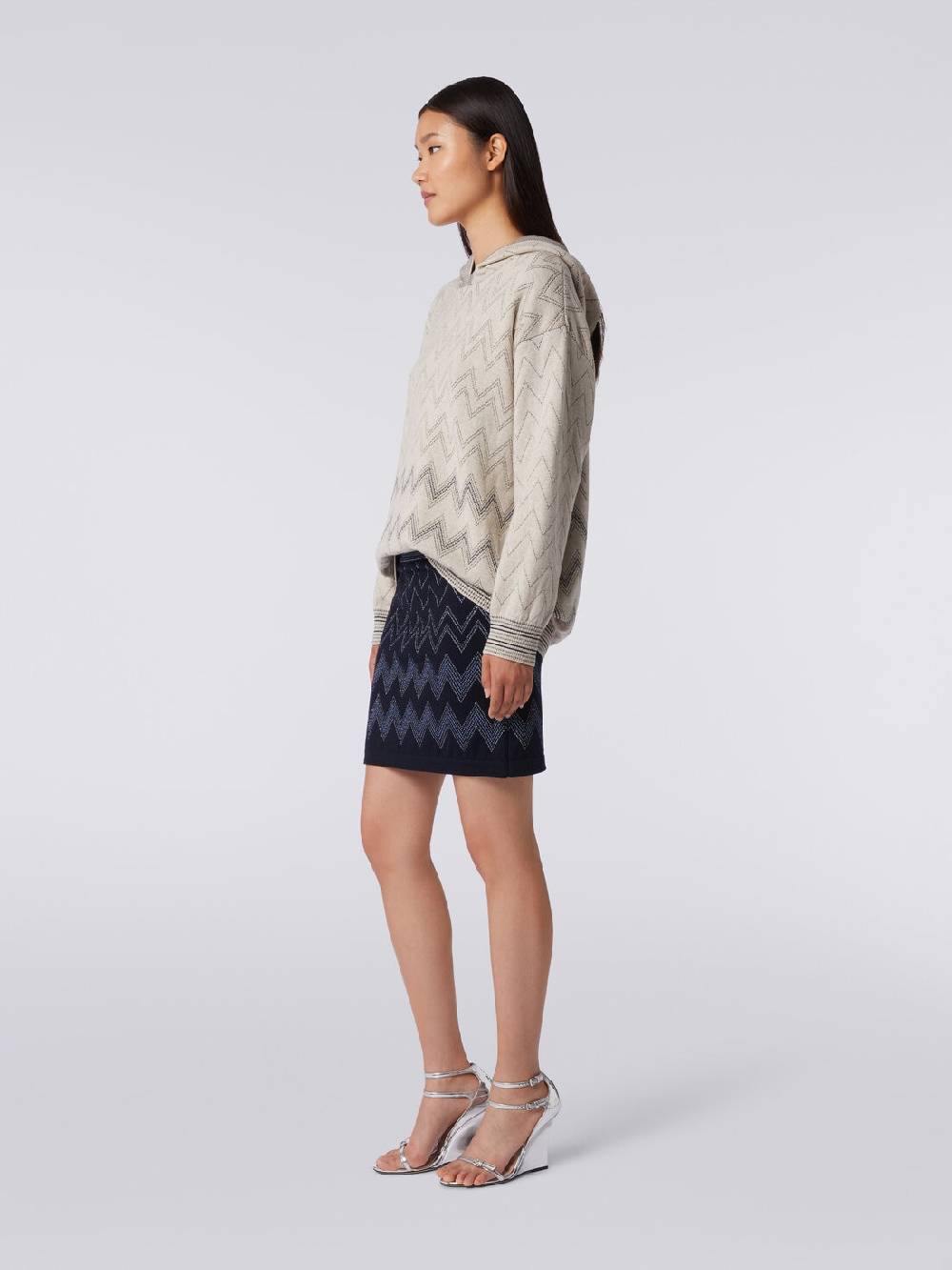 M Missoni Minigonna in lana e viscosa zig zag con lurex Ultimi due giorni