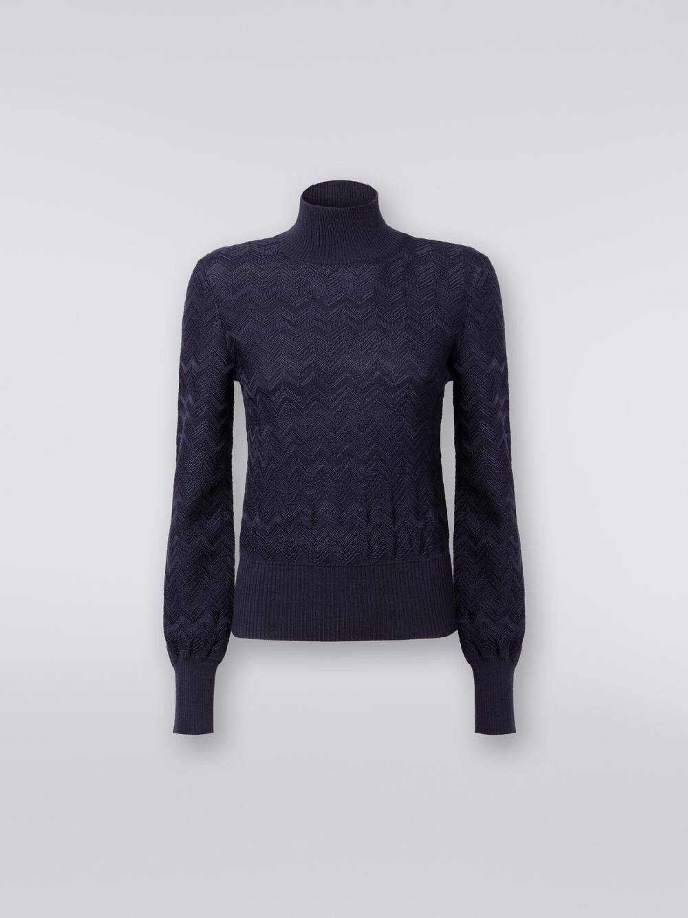 M Missoni Pullover a collo alto in viscosa e lana chevron Ultimo giorno