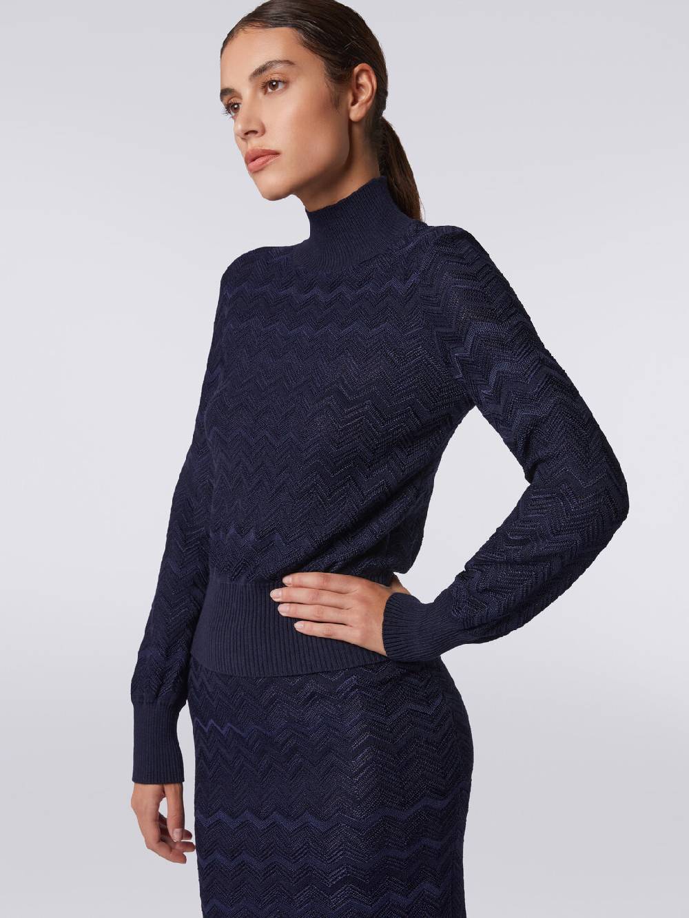 M Missoni Pullover a collo alto in viscosa e lana chevron Ultimo giorno
