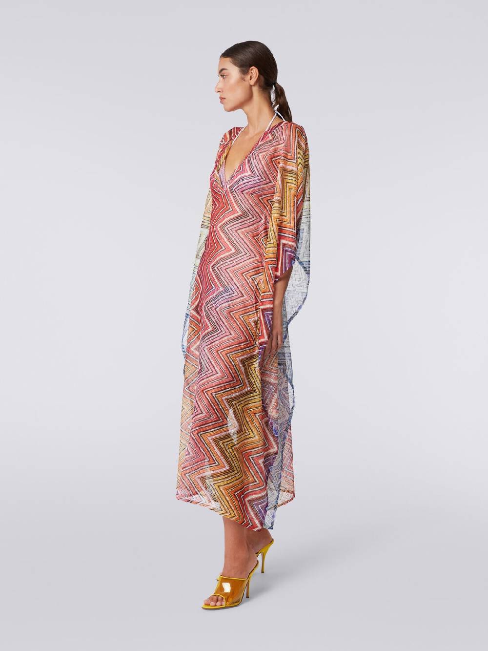 M Missoni Caftano copricostume lungo in tessuto stampa zig zag Promozione temporanea
