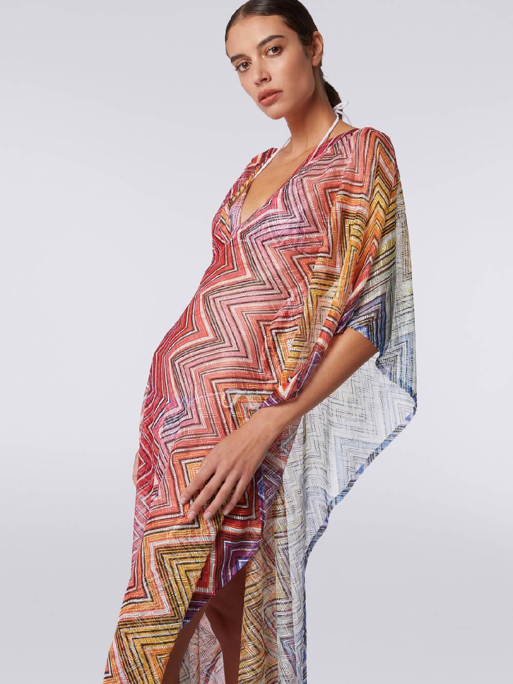 M Missoni Caftano copricostume lungo in tessuto stampa zig zag Promozione temporanea