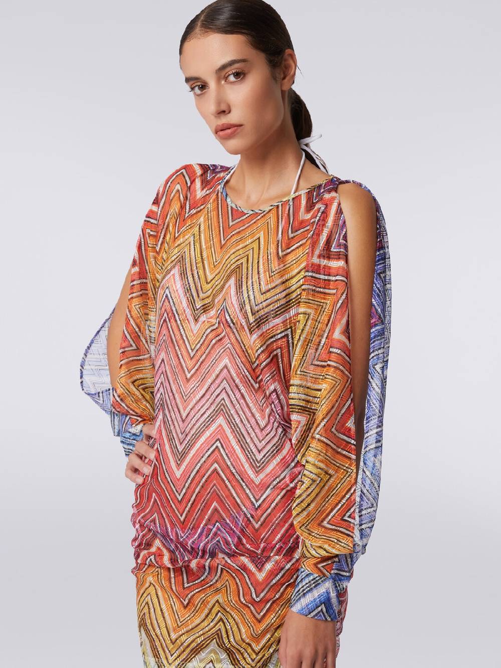 M Missoni Abito copricostume corto in tessuto stampa zig zag Offerta speciale della fabbrica
