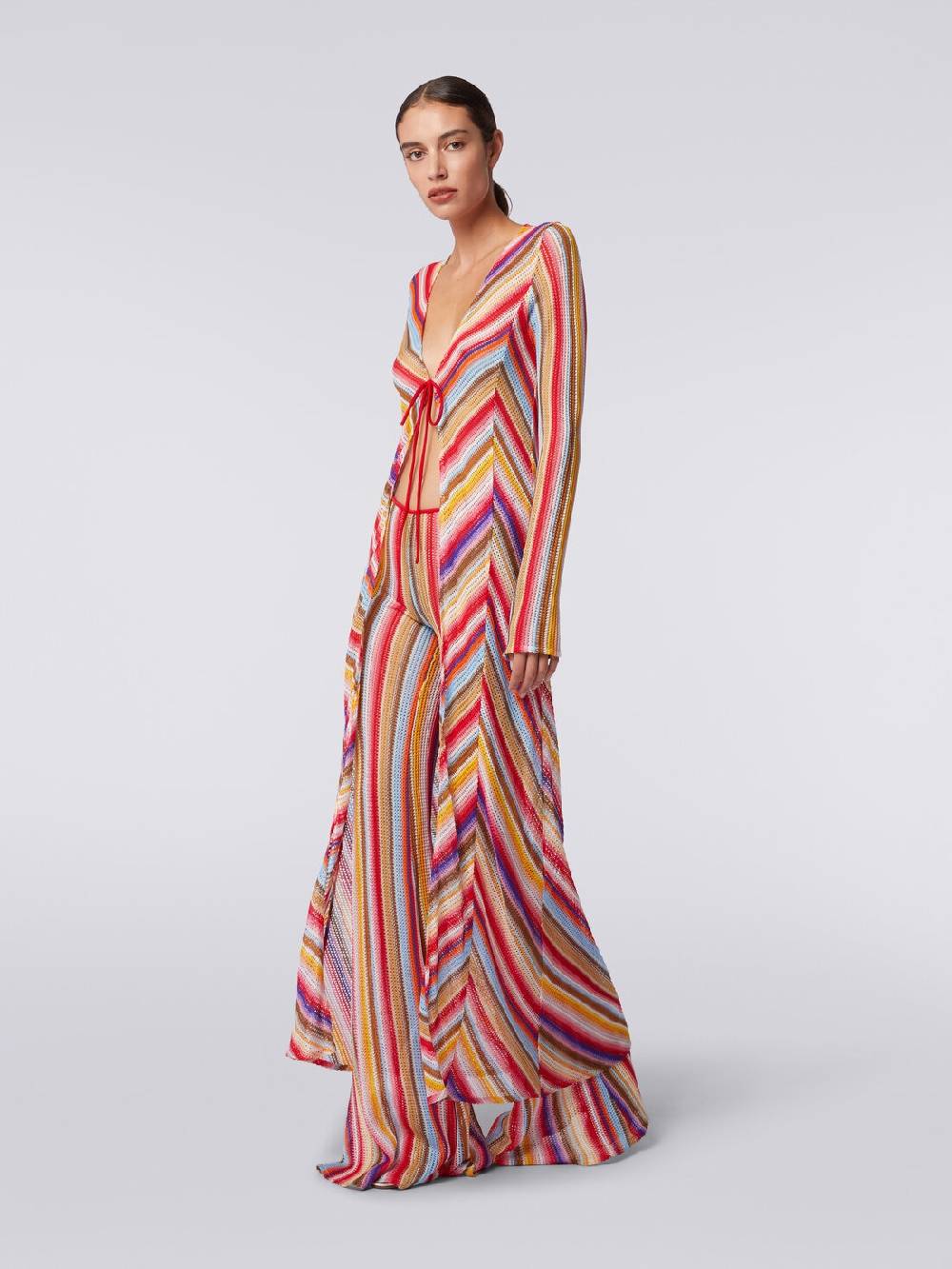 M Missoni Cardigan copricostume lungo in crochet rigato Sostegno trimestrale