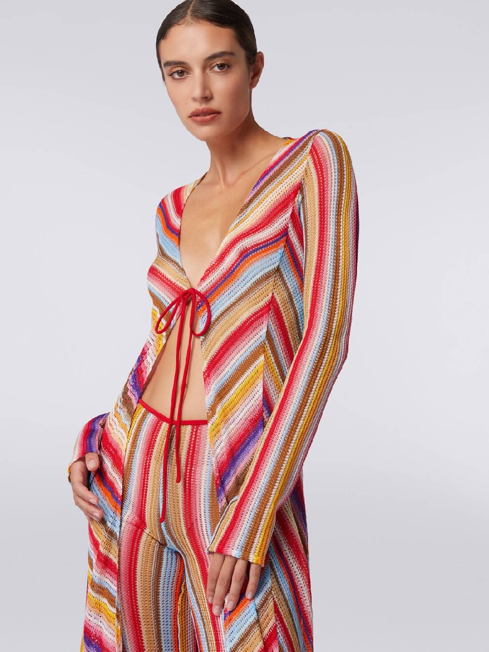 M Missoni Cardigan copricostume lungo in crochet rigato Sostegno trimestrale