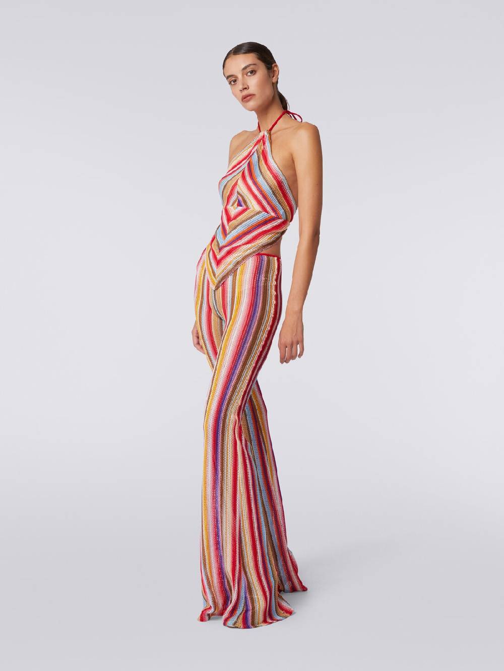 M Missoni Top con scollatura all'americana in crochet rigato Fino al 55% di sconto