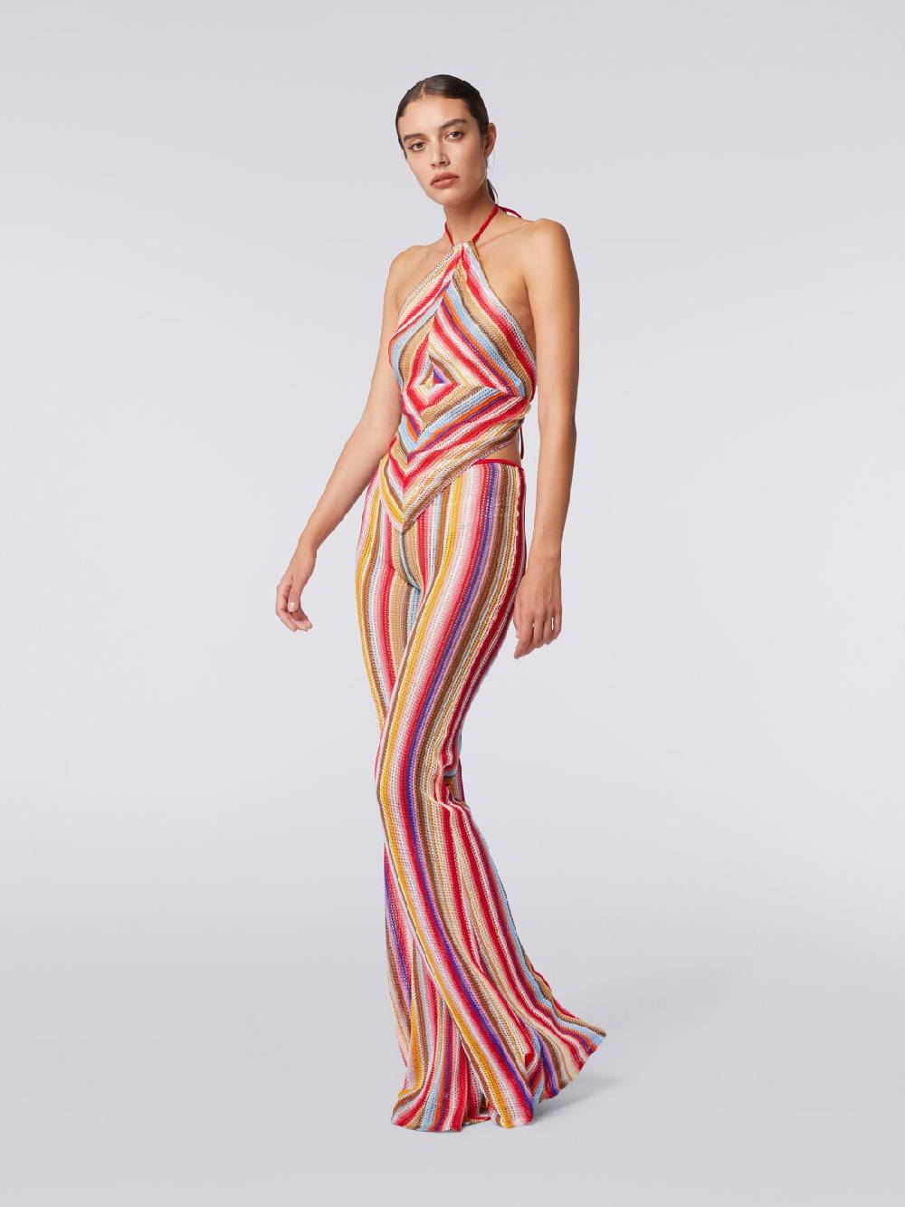 M Missoni Pantaloni svasati in crochet rigato Super sconto