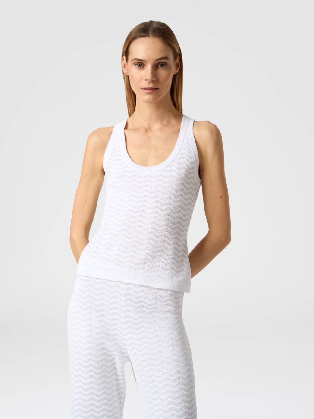 M Missoni Canottiera in maglia di viscosa e cotone chevron 50% di sconto con spedizione gratuita