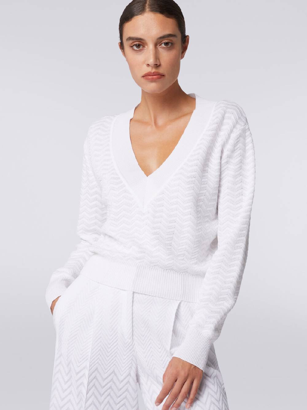 M Missoni Pullover con scollatura a V in maglia zig zag Officina