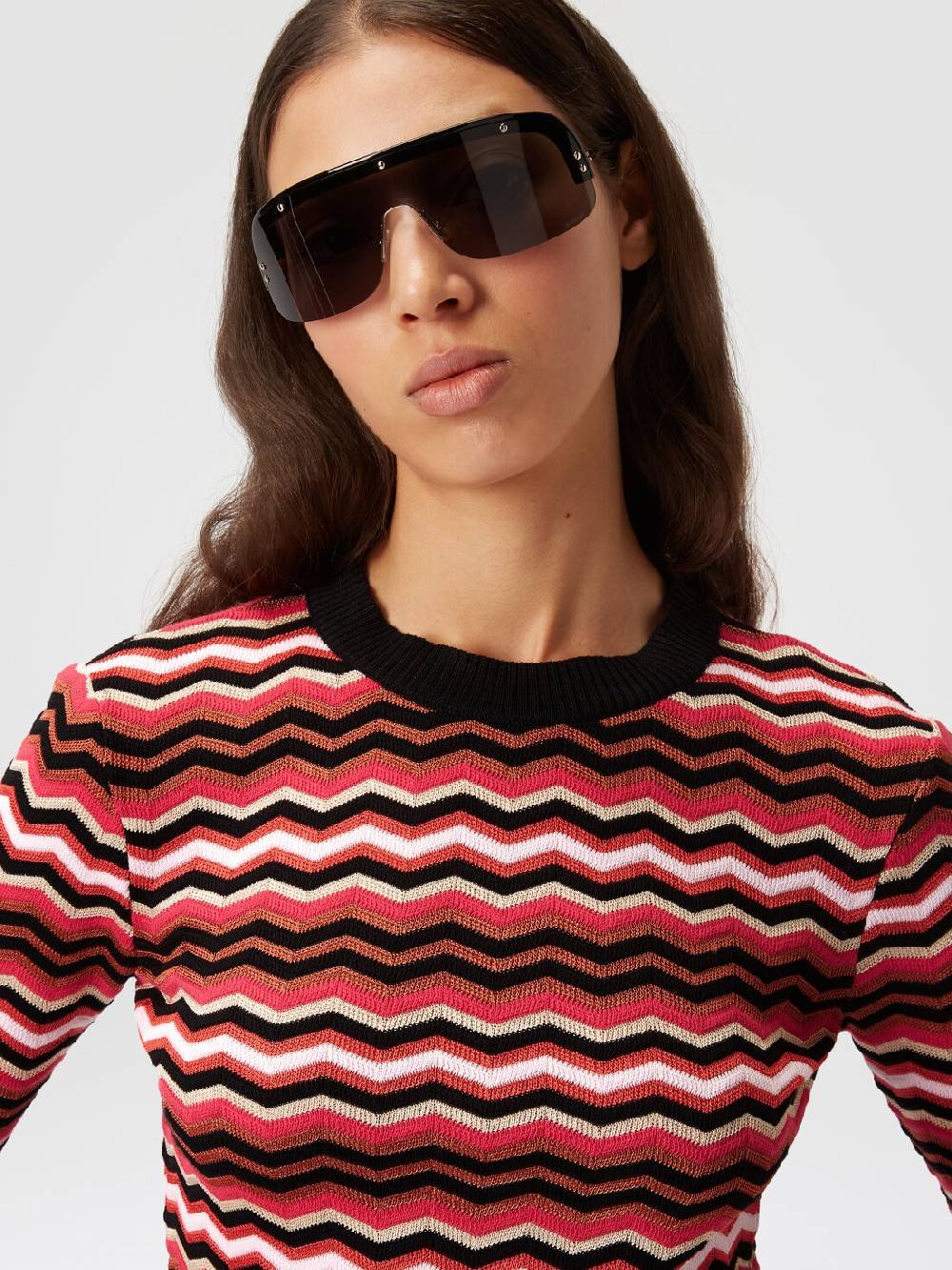 M Missoni Pullover girocollo in cotone e viscosa zig zag Black Friday Prezzi