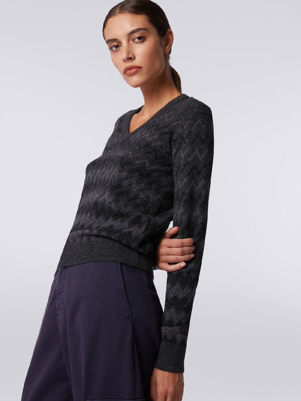 M Missoni Pullover con scollo a V in cachemire con zig zag Duty-free
