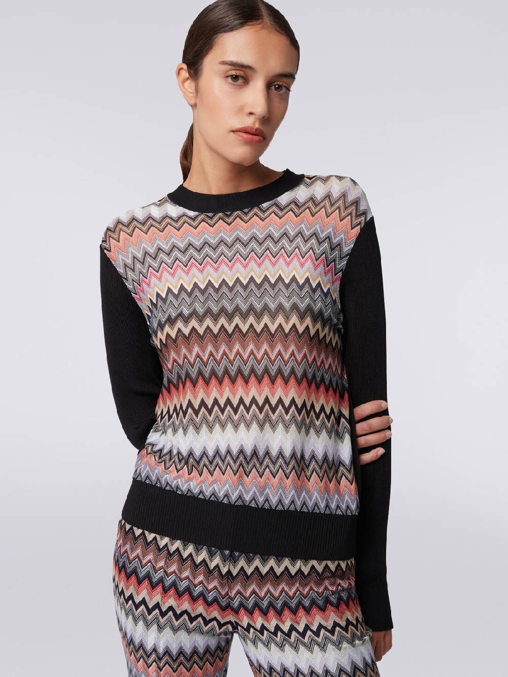 M Missoni Pullover girocollo in viscosa zig zag 50% di sconto per tempo limitato