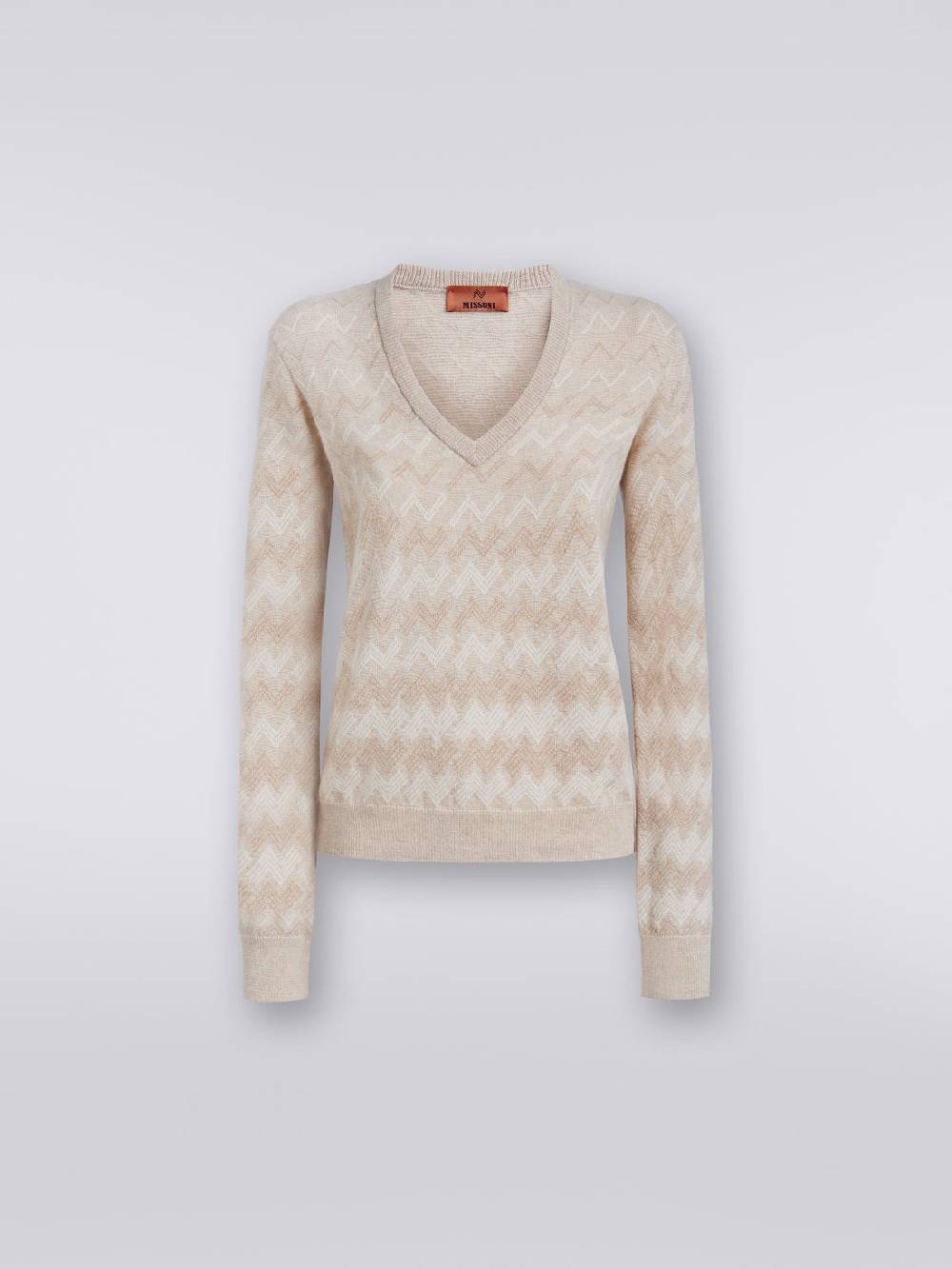 M Missoni Pullover con scollo a V in cachemire con zig zag Sconti questo mese