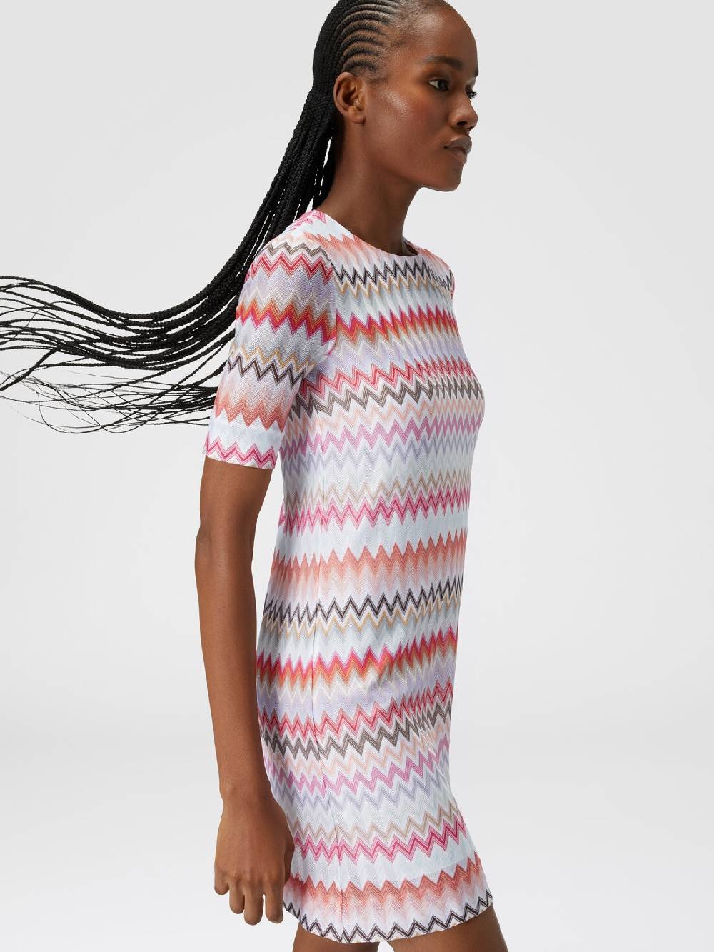 M Missoni Abito a maniche corte in cotone e viscosa zig zag Italia