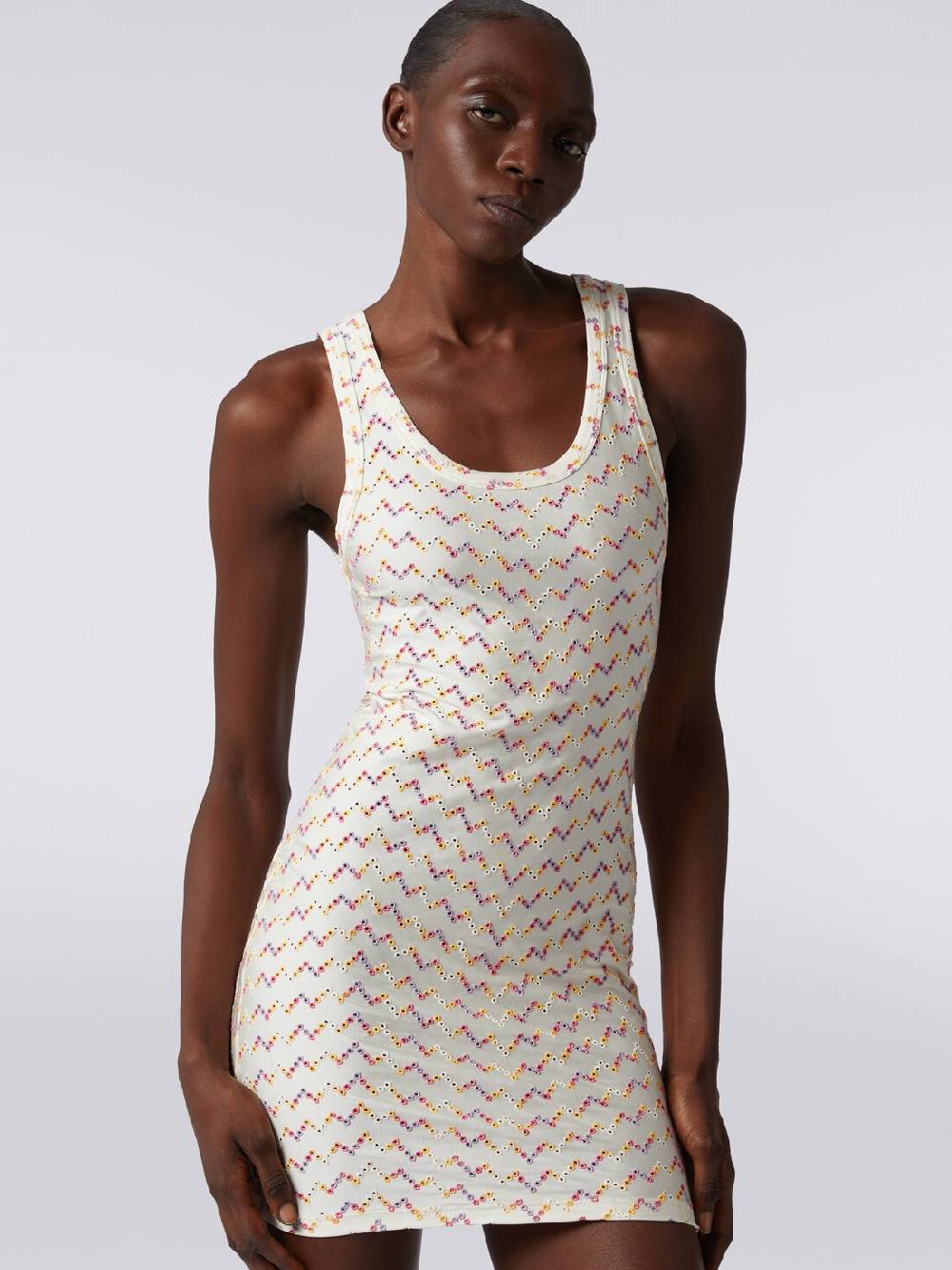 M Missoni Mini-abito smanicato stretch con pizzo sangallo Nuovo