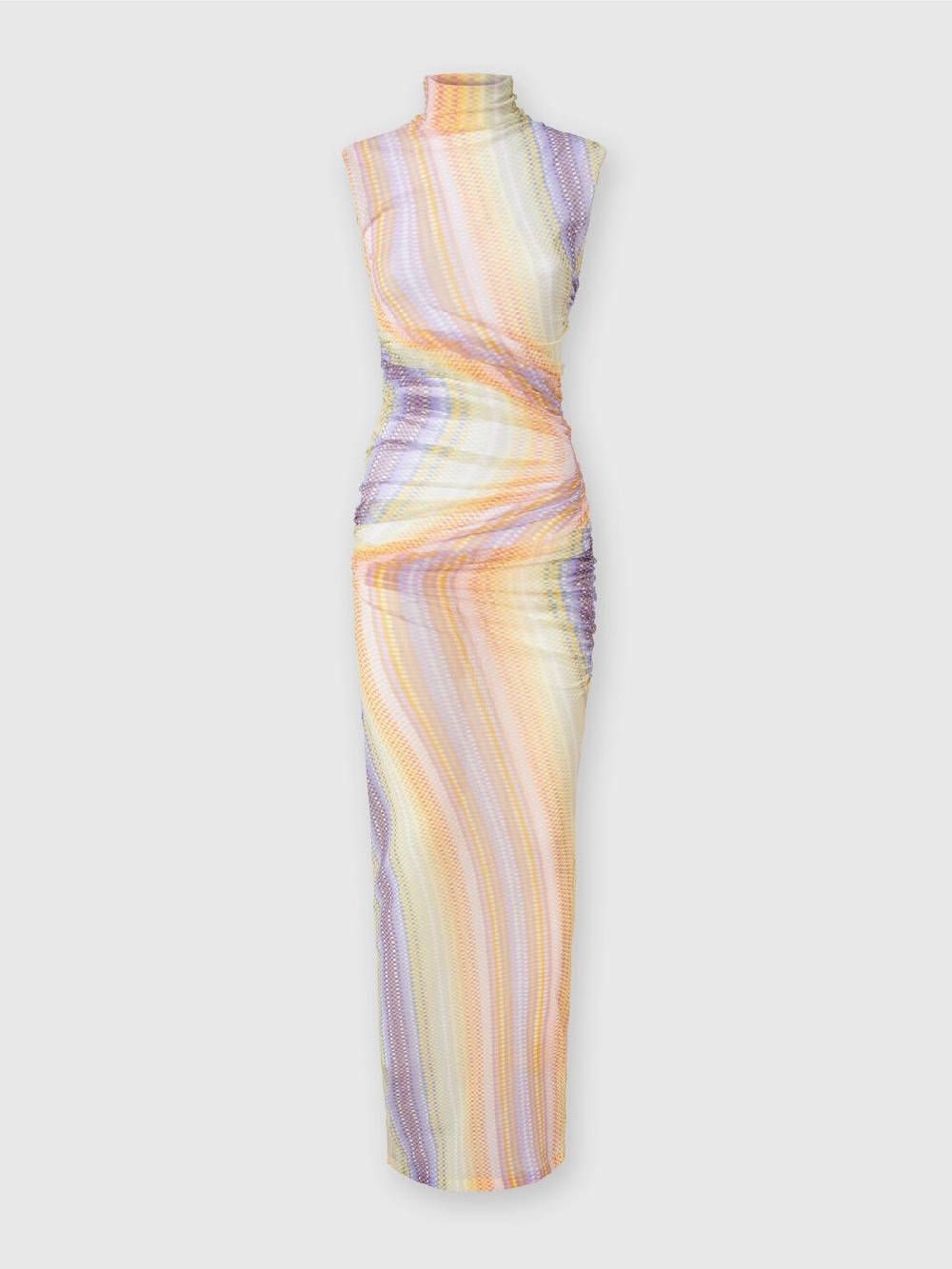 M Missoni Abito lungo a collo alto in tulle con arricciature laterali Qualità