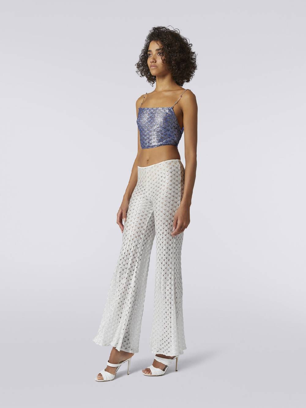 M Missoni Crop top effetto pizzo con spalline in catena e pietre Promozione
