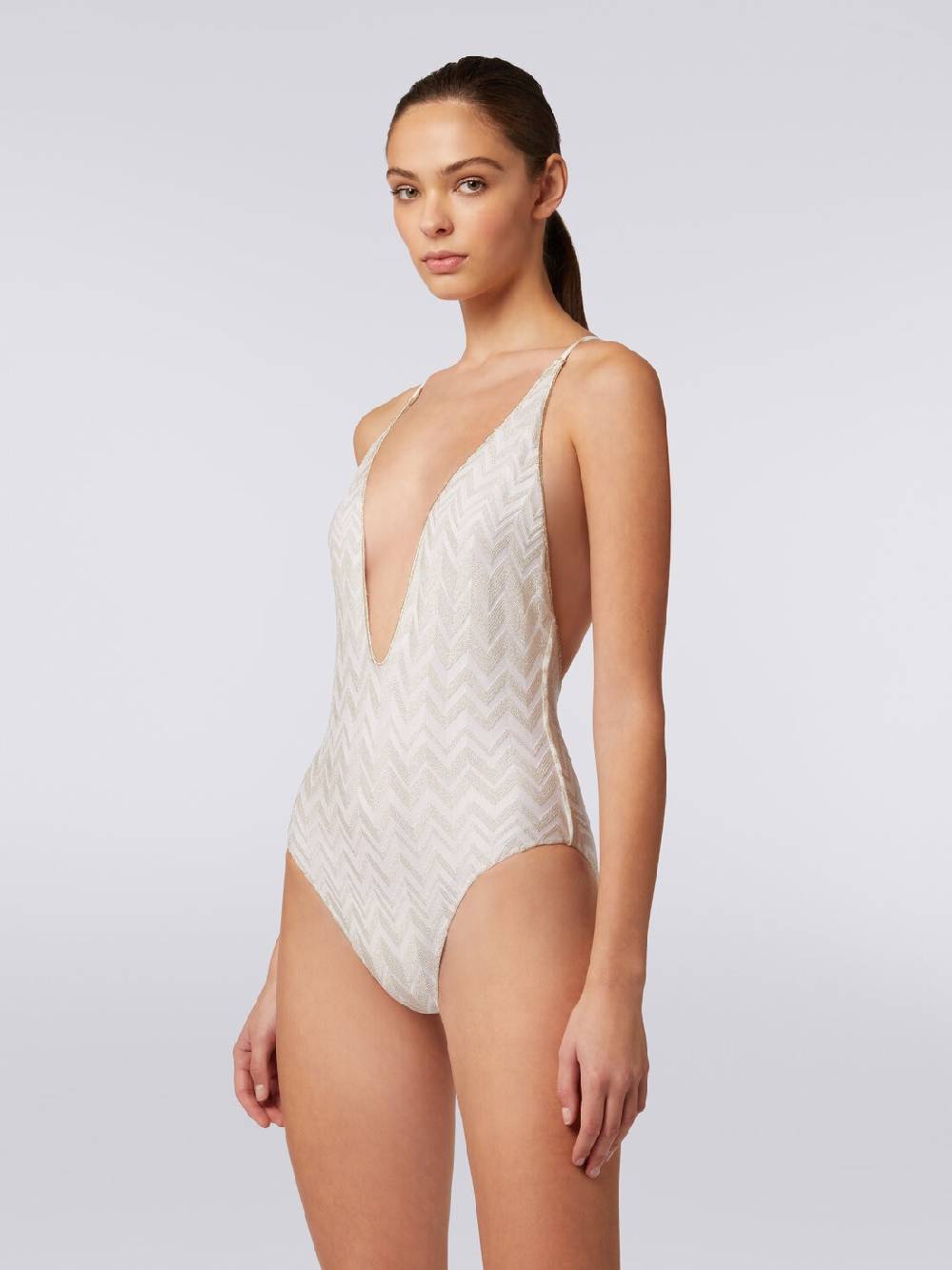 M Missoni Costume intero con chevron tono su tono lamé Negozi Online