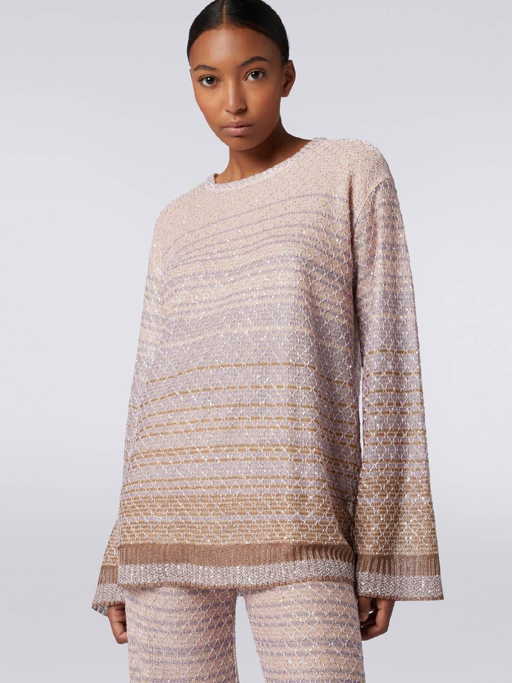 M Missoni Pullover girocollo in misto viscosa dégradé con paillettes Consegna Veloce